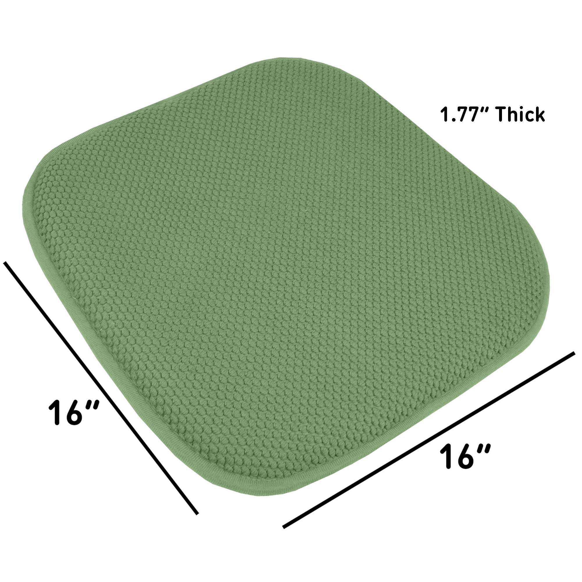 Sweet Home Collection 4 Pack Memory Foam Honeycomb Nonslip Back 16'' X16'' Chair/Seat Cushion Pad, Green