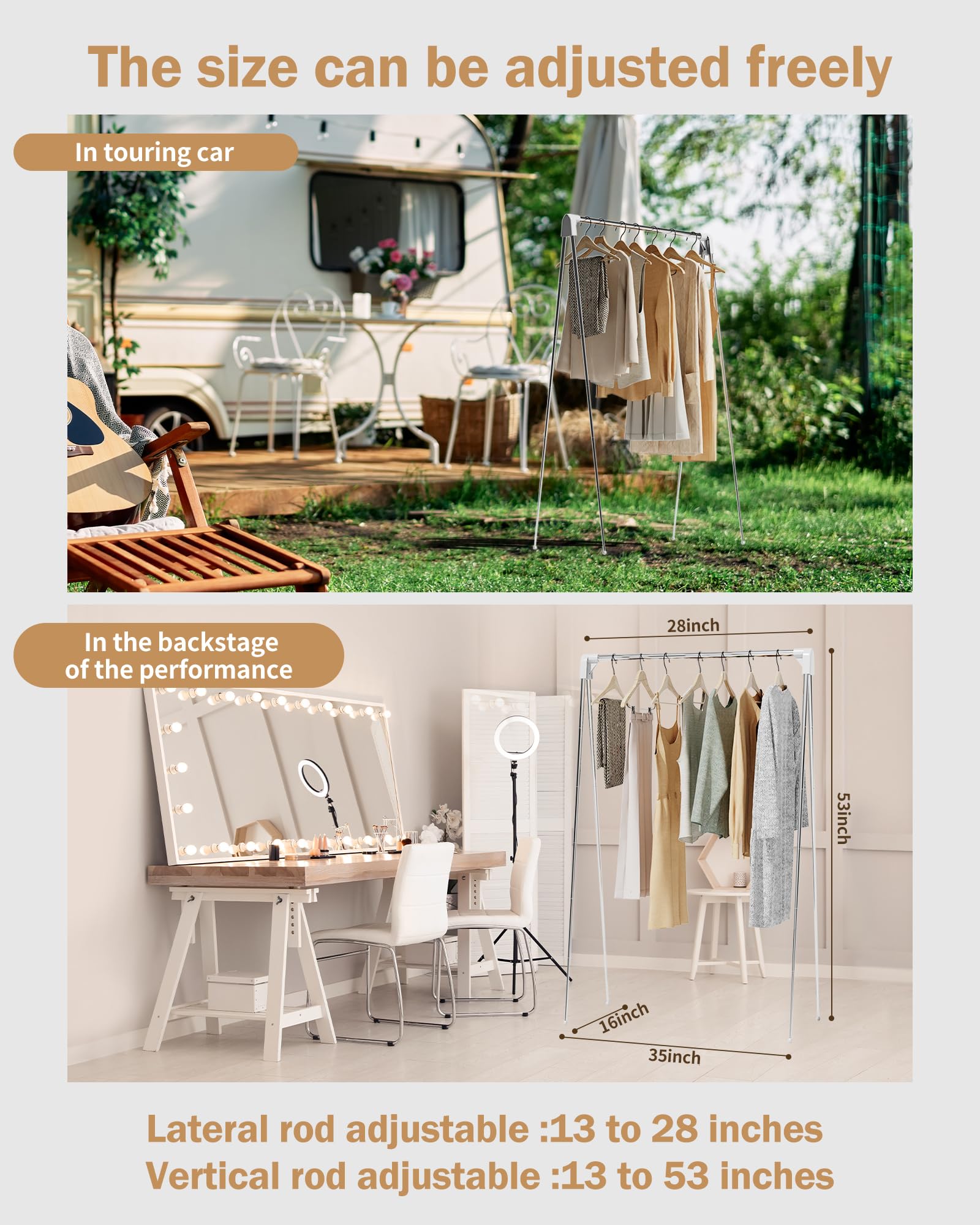 Urzct Travel Garment Rack,Portable And Foldable,Folding Clothes Rack For Dance,Travel,Camping, Drying,Rv, Indoor,Outdoor. A Coll
