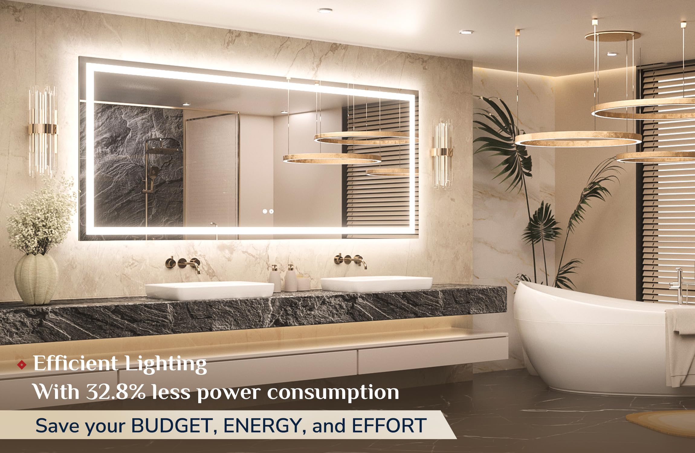 Keonjinn Led Bathroom Mirror 72     X 32     With Frontlit & Backlit, Lighted Mirror For Bathroom Wall With Stepless Dimmable 3-