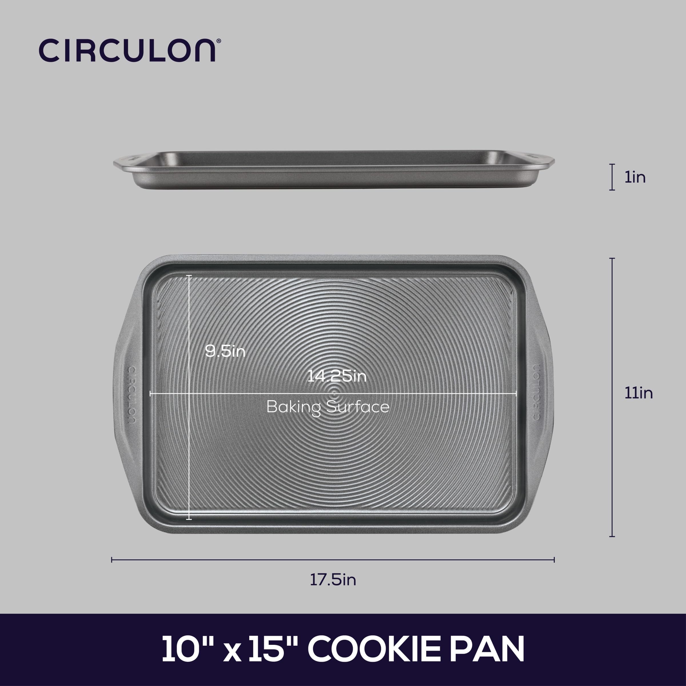 Circulon Total Bakeware Nonstick Cookie Baking Sheet, 10 X 15, Dark Gray