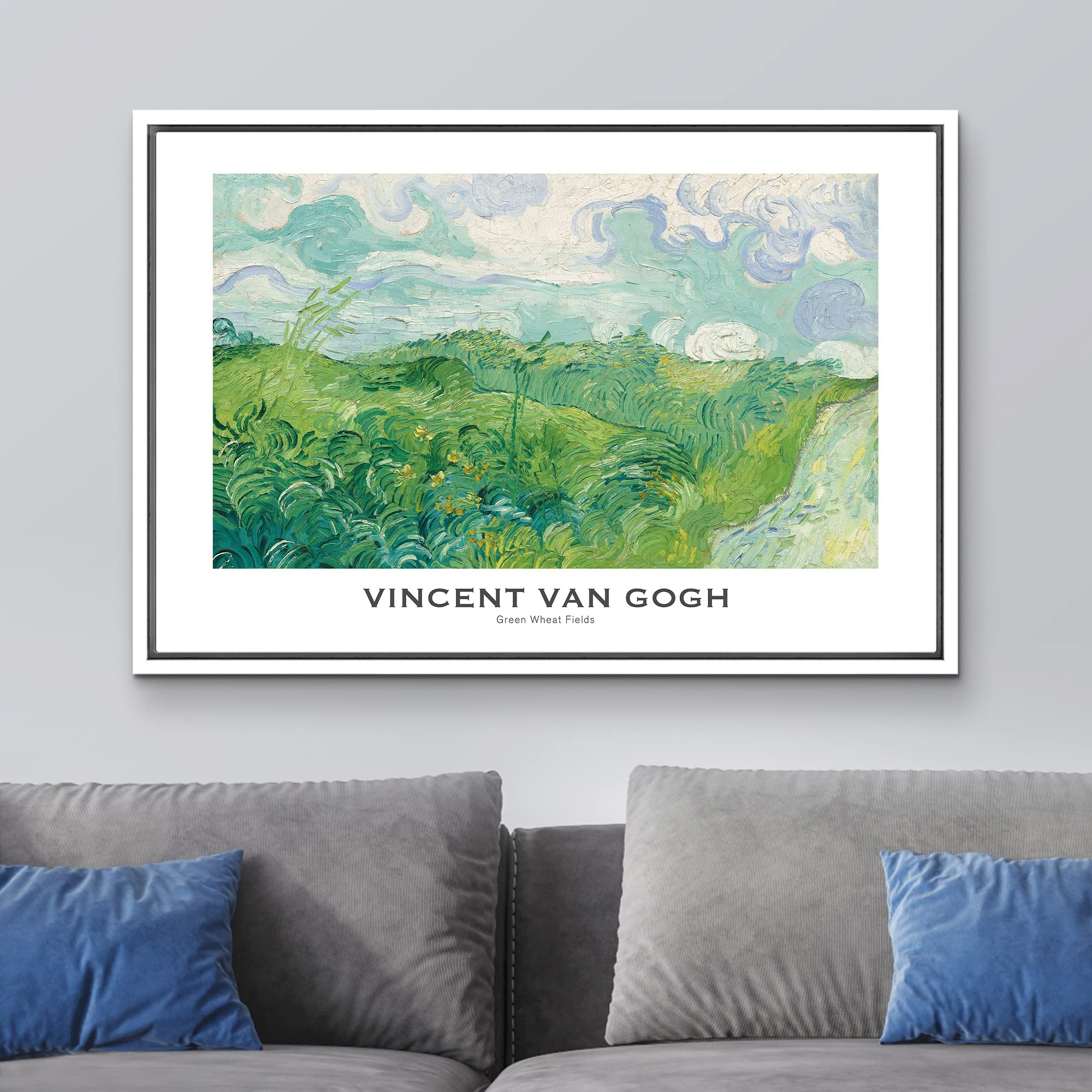 Wall26 Framed Canvas Print Wall Art Green Wheat Fields By Vincent Van Gogh Nature Historic Illustrations Impressionism Fine Art