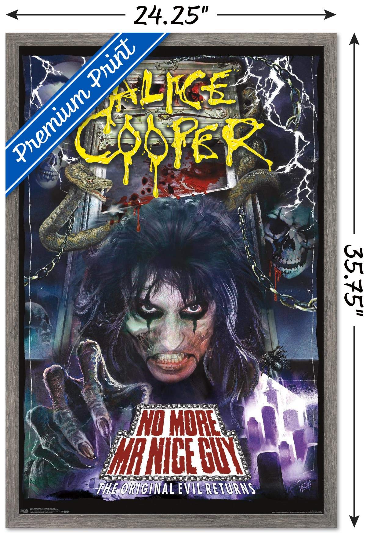 Trends International Alice Cooper - No More Mr. Nice Guy Wall Poster, 22.375'' X 34'', Barnwood Framed Version