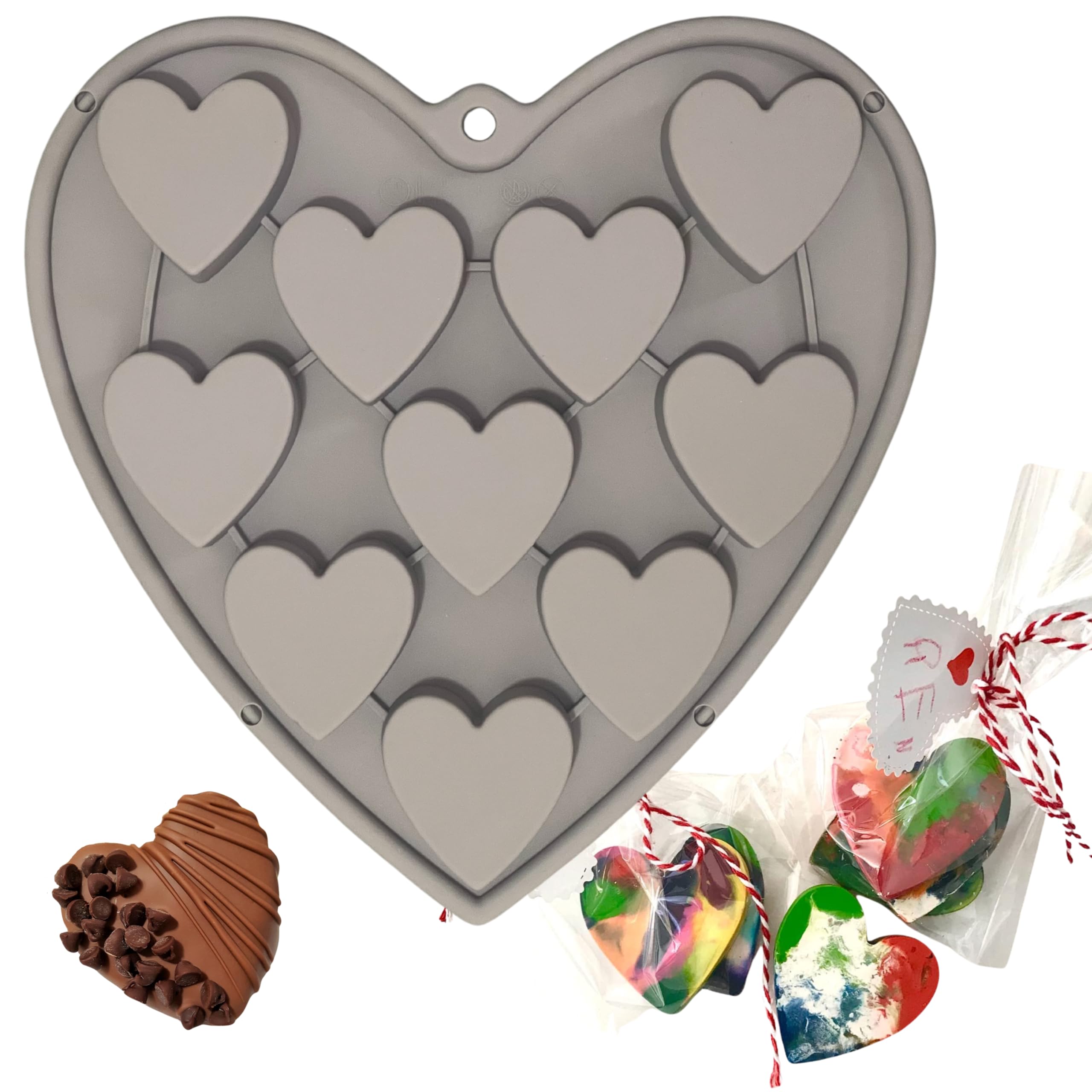 MarStore Heart Shaped Cake Pans Heart Silicone Mold for Baking, Large 2 Inches Heart Molds, 10 Cavities Suitable for Ice Cube Mo