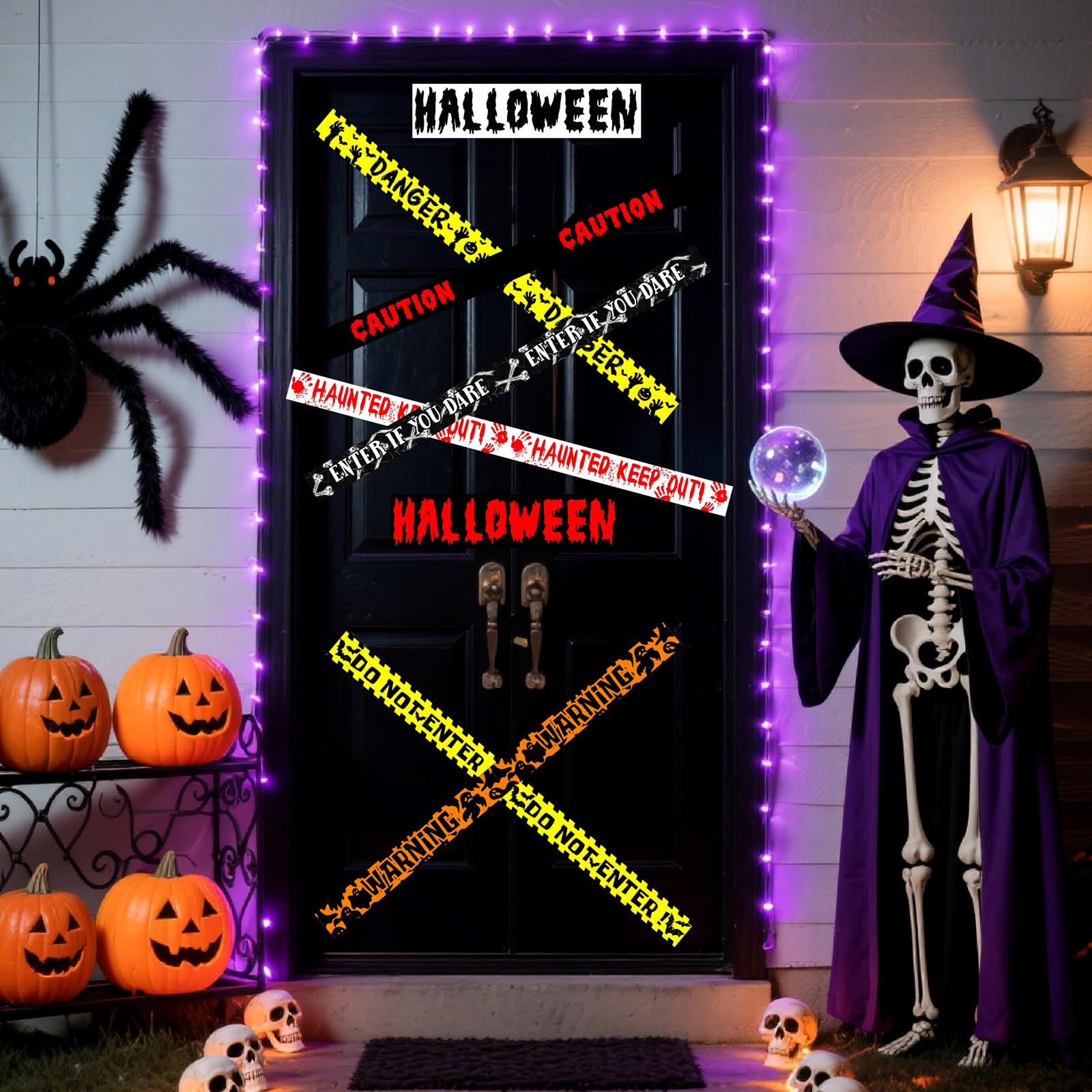 Halloween Wall Stickers Party Danger Warning Window Decorations Holiday Wall Decals Halloween Door Decals Removable Caution Tape
