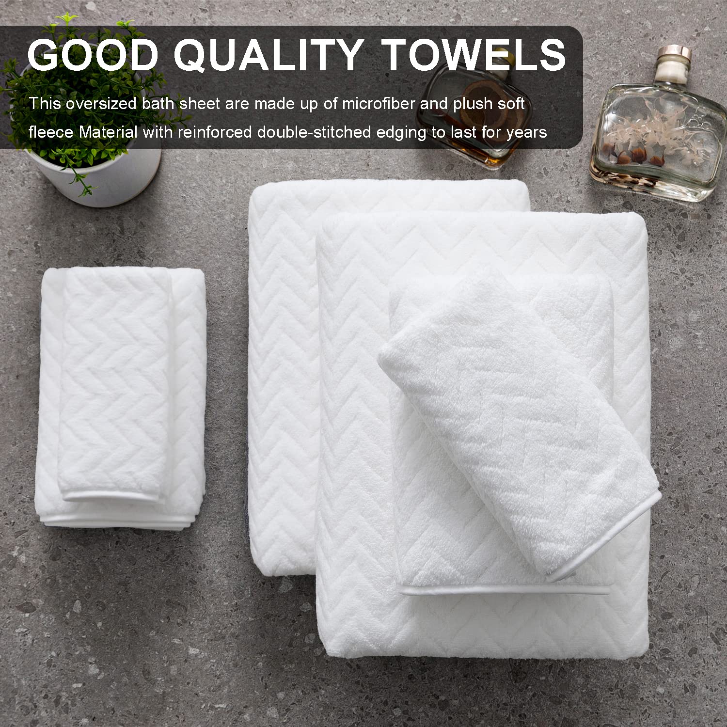 4 Pack Large Bath Towels Set 35''x70'' White Oversized Bath Sheet Chair Towels  600 GSM Ultra Soft & Absorbent Towels for Bathroom  Quick Dry Towel for Gym Hotel Camp Pool