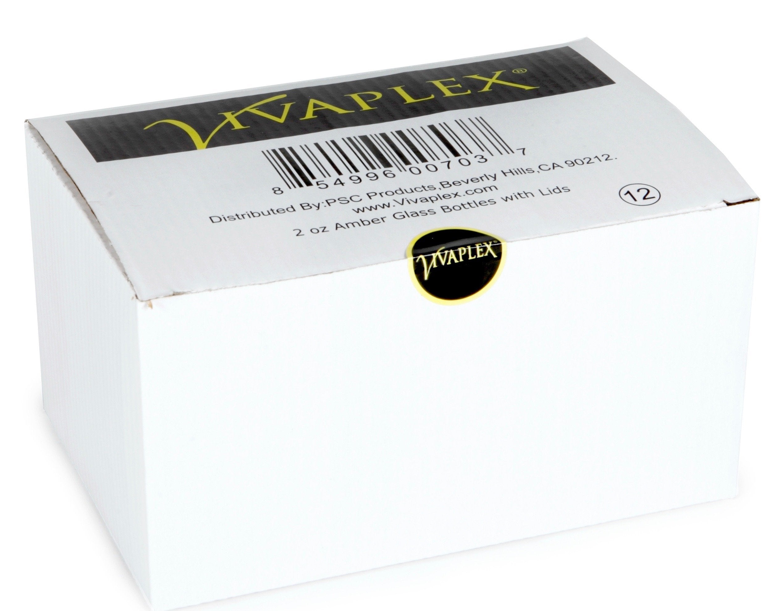 Vivaplex  12  Amber  2 oz Glass Bottles  with Lids