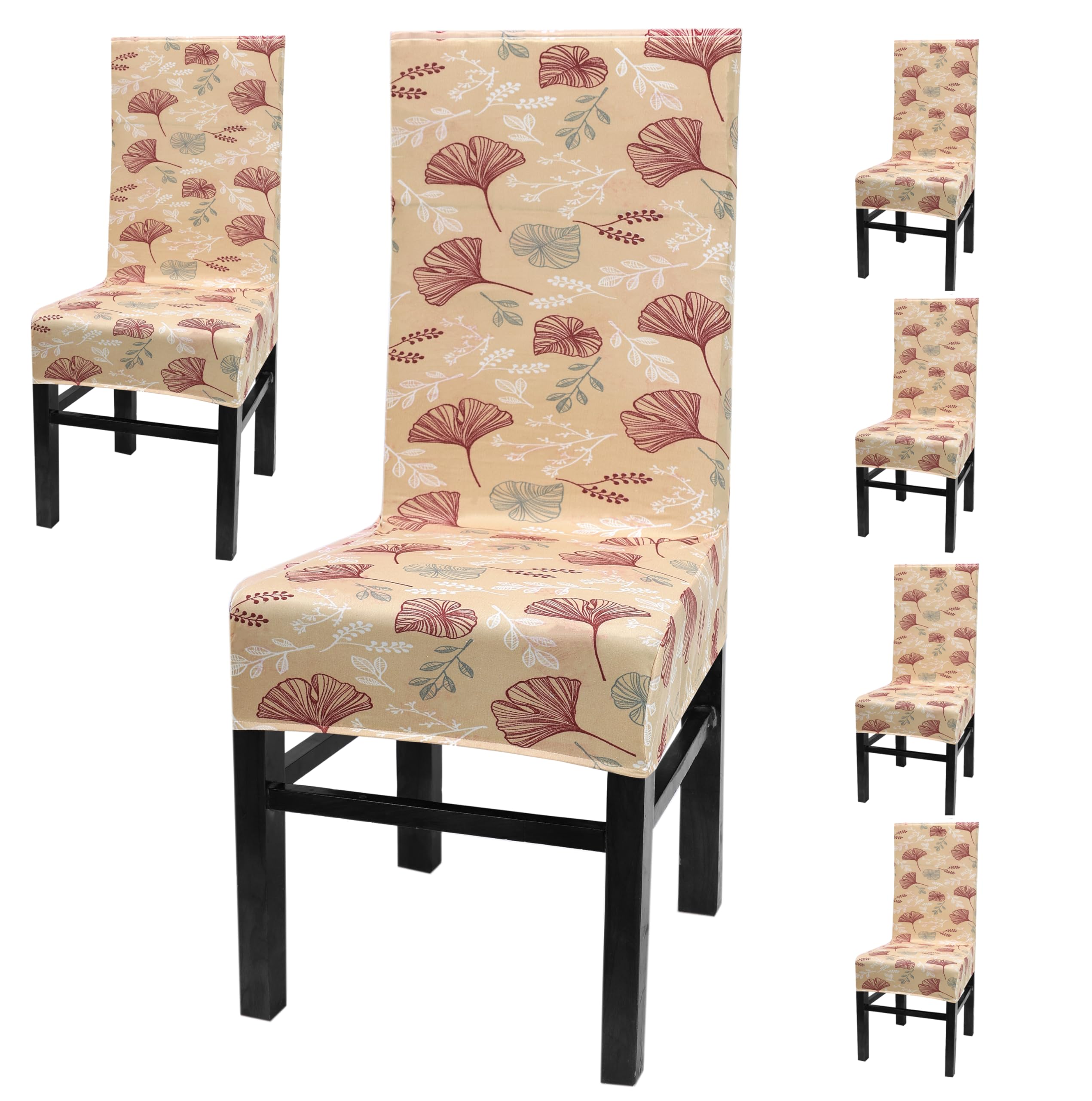 Yellow Weaves Elastic Stretchable Dining Chair Cover, Removable Washable Elastic Floral Printed Dining Chair Covers (Set Of 6, L