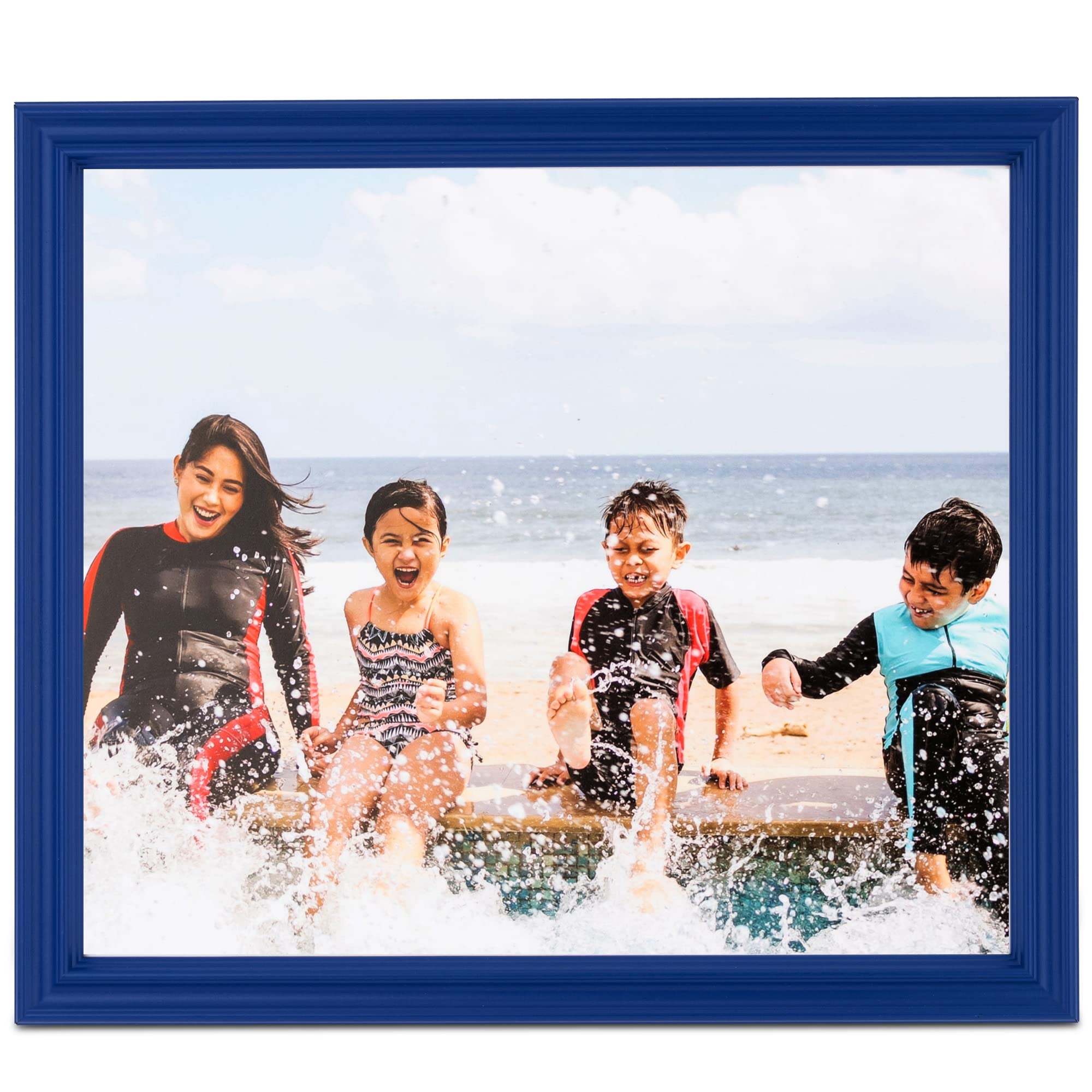 ArtToFrames 11x17 Inch Blue Picture Frame, This 1.00 Inch Custom Wood Poster Frame is Blue - Comes with Foam Backing 3/16 inch a