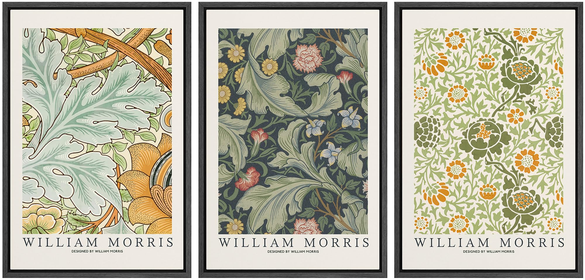Wall26 Framed Canvas Print Wall Art Set William Morris Flower Tapestry Posters Nature Wilderness Illustrations Modern Art Decora