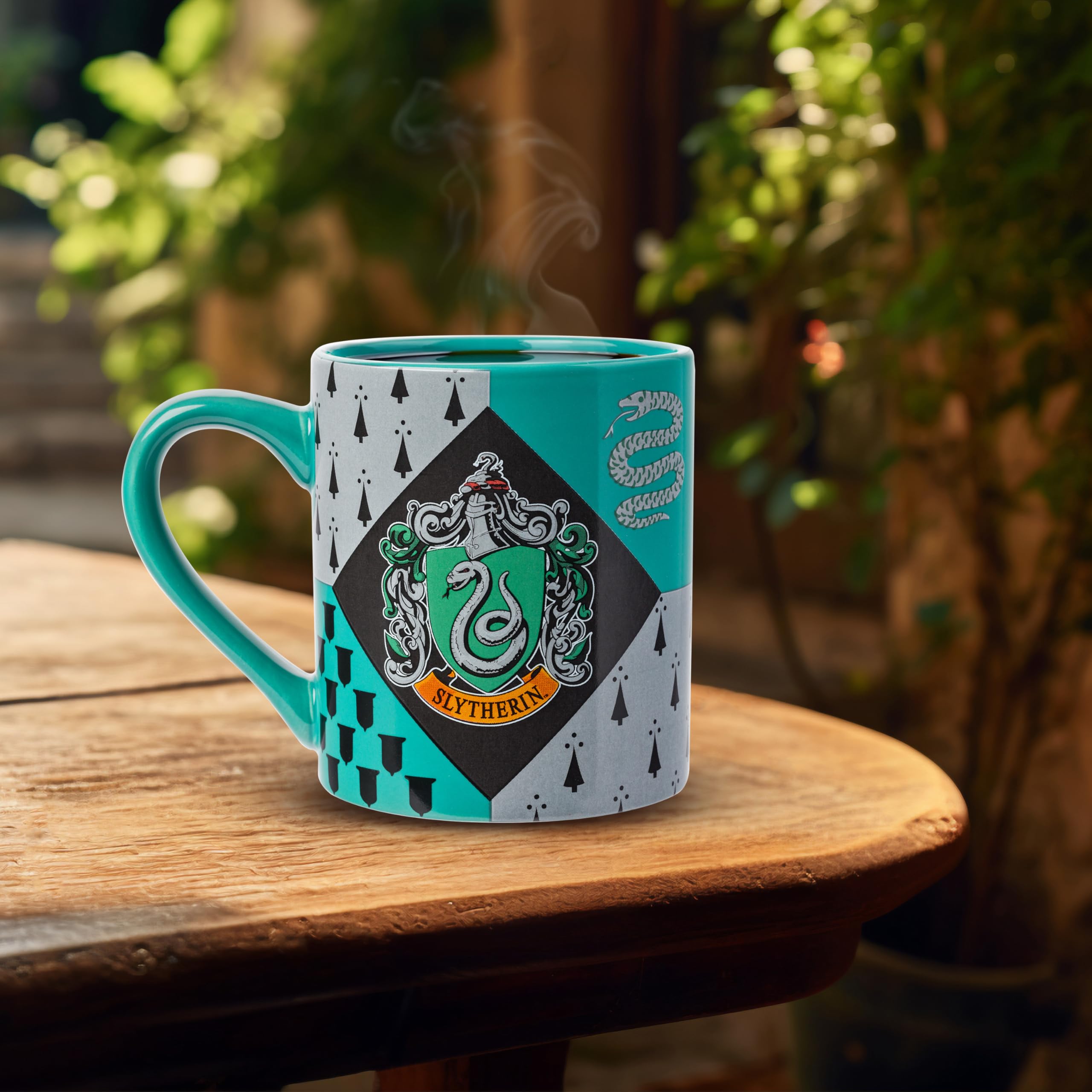 Silver Buffalo Harry Potter Slytherin House Crest Ceramic Mug  14 Ounces