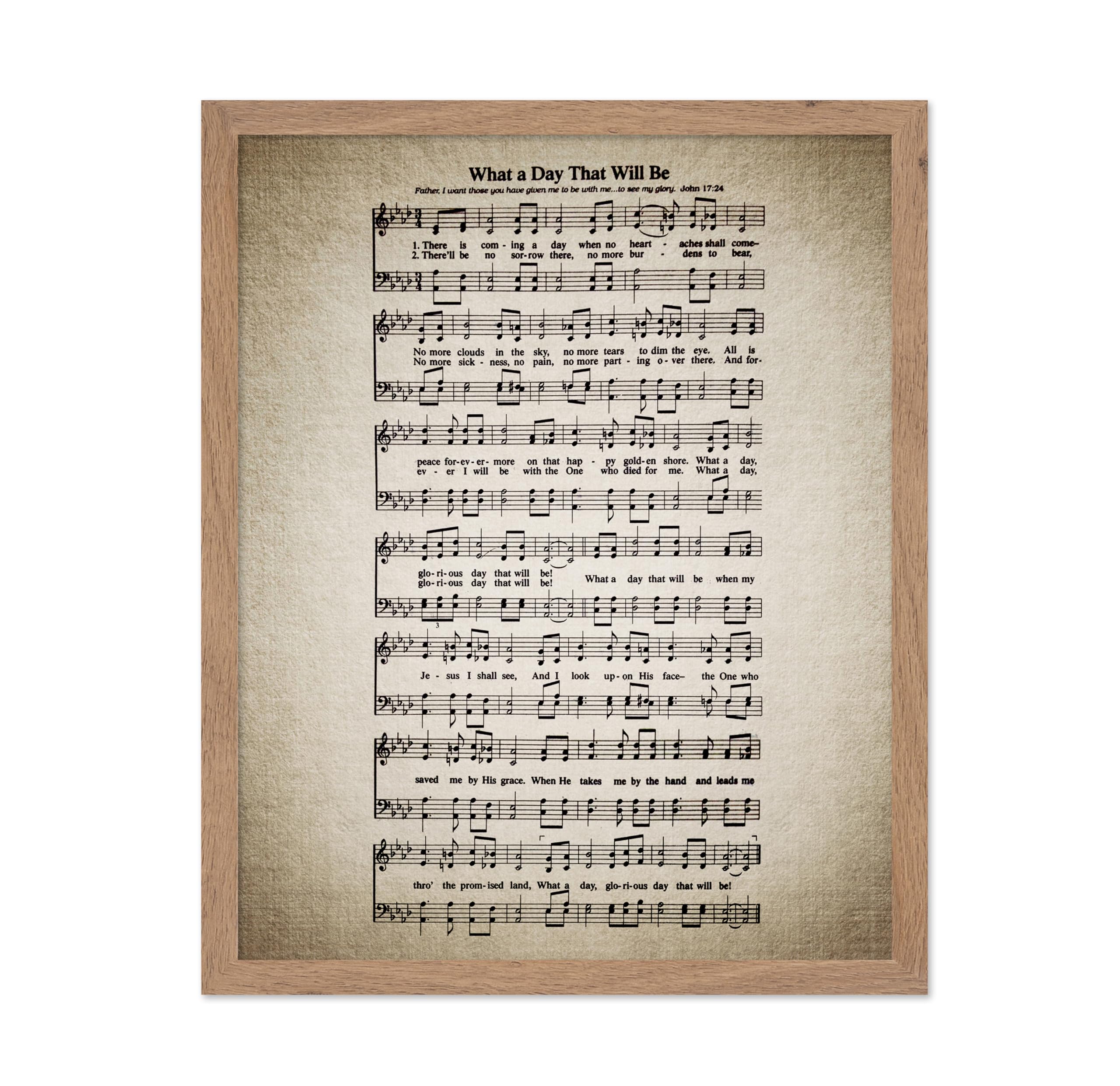 Poster Master Vintage Music Sheet Poster - Retro Hymnal Print - Gift for Musician, Friend - What A Day That Will Be, Hymn, Verse