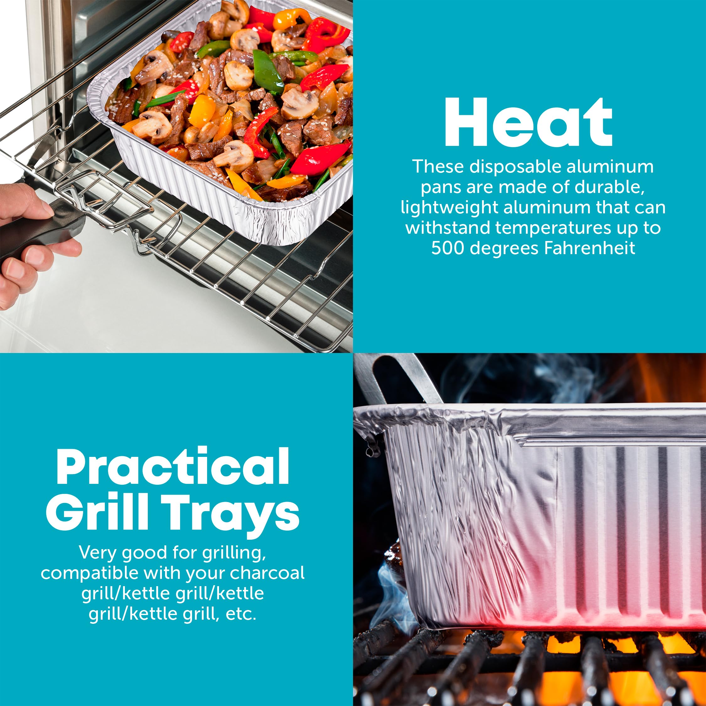 8X8 Disposable Aluminum Pans - 20 Pack Foil Pans For Cooking, Baking Cakes, Roasting & Homemade Breads - Disposable Food Contain