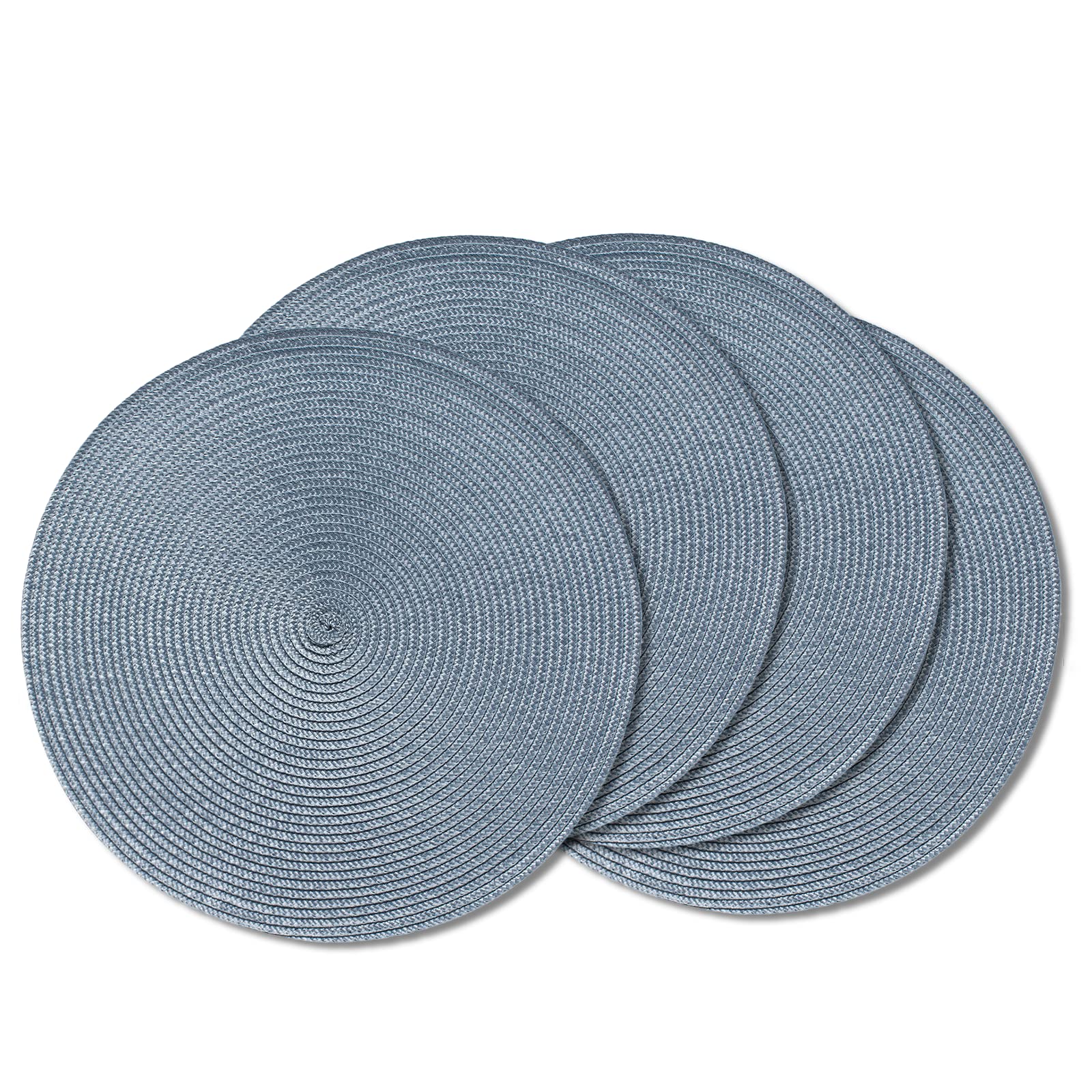 Ahhfsmei Round Braided Placemats 15 Inch Round Table Mats For Dining Tables Natural Woven Heat Resistant Place Mats Set Of 4 (Li