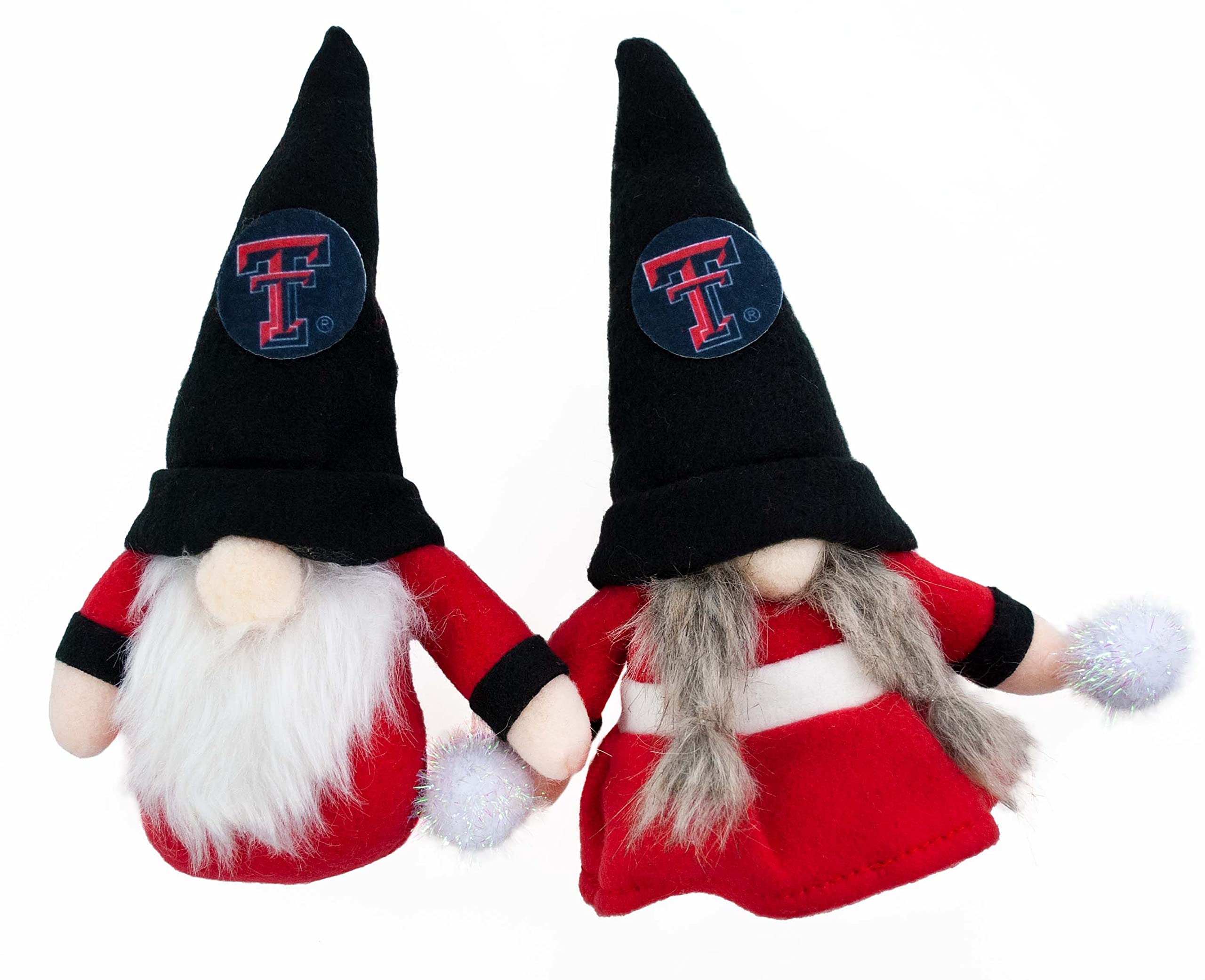 Texas Tech Raiders Set of 2 Plush Gnome Christmas Tree Ornaments by Hannas Handiworks - Fan/Cheerleader Holiday/Dorm Decoration 