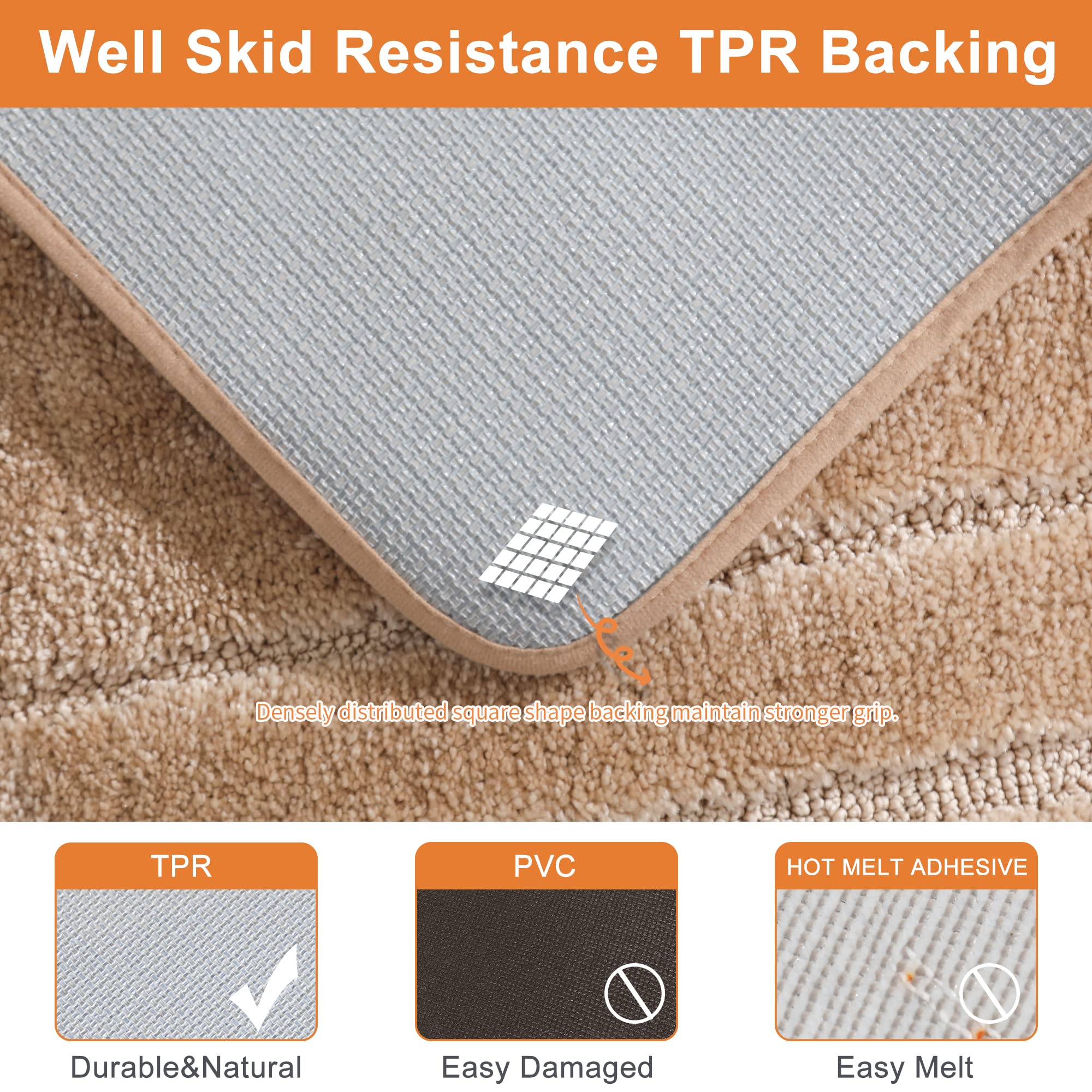 BEQHAUSE-Bathroom-Rug-Non Slip-Bath Mat-Soft and Absorbent-Shower Mat-Polyester Bath Mats for Bathroom Machine Washable Bathroom Rugs Beige Bathroom Rug for Shower Sink Bathtub 20''x32''