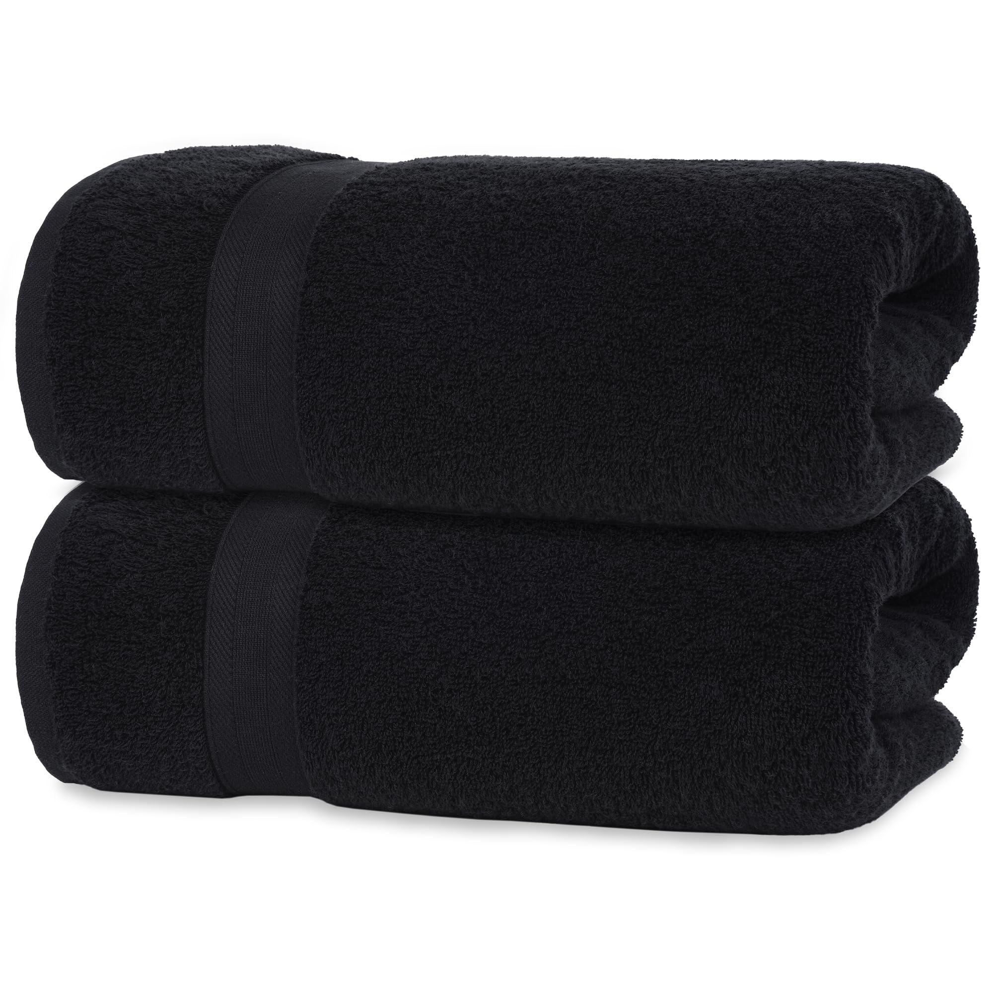 All Design Towels - Jumbo Bath Sheet 2 Piece - 100% Ring Spun Cotton Highly Absorbent and Quick Dry Extra Large Bath Towel - Super Soft Quality Towel (35 x 70 Inches  Black)