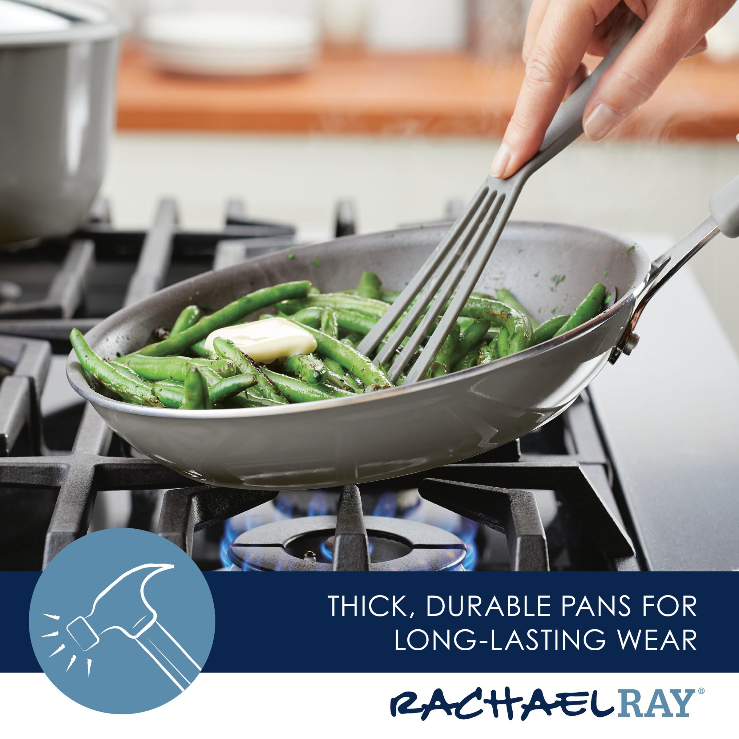 Rachael Ray Cook + Create Nonstick Frying Pan/Skillet, 10 Inch, Gray