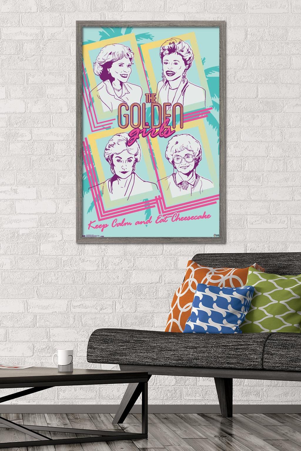 Trends International Golden Girls-Group Wall Poster, 22.375 In X 34 In, Barnwood Framed Version