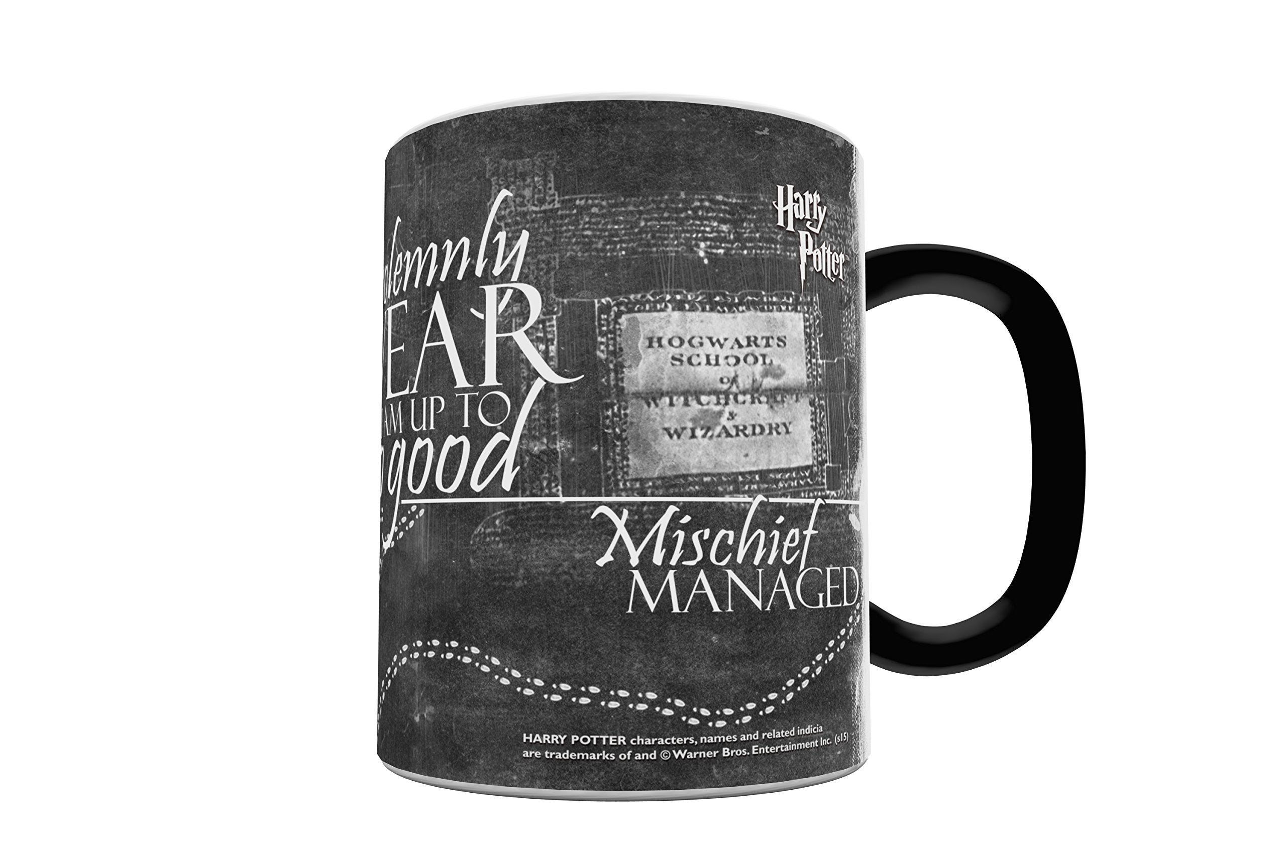Morphing Mugs Harry Potter - Marauder's Map - Black and White - I Solemnly Swear - Mischief Managed - One 11 oz Color Changing C