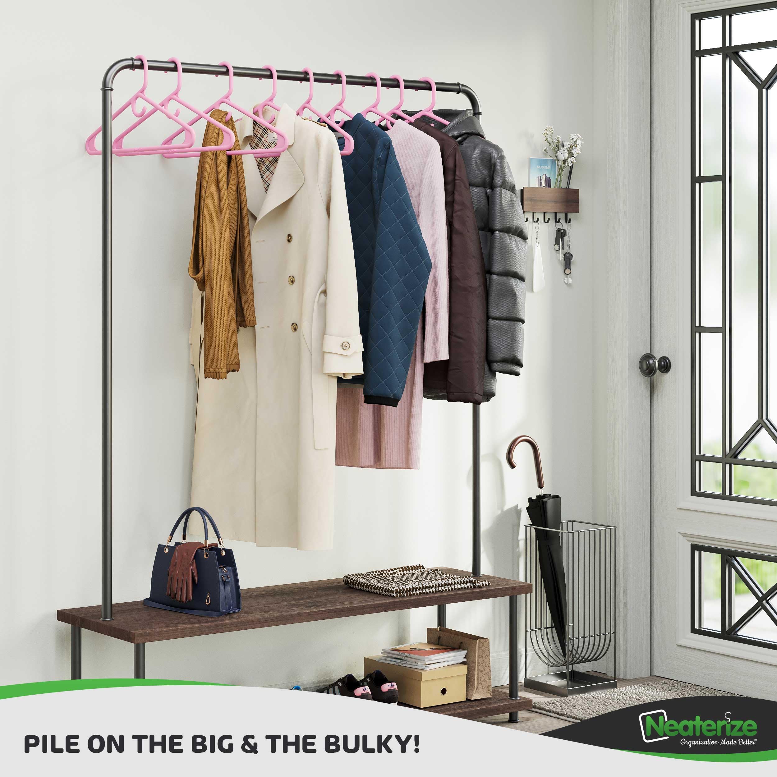 Ultra Heavy Duty Plastic Clothes Hangers - Pink - Durable Coat, Suit And Clothes Hanger. Perchas De Ropa (12 Pack - Pink)