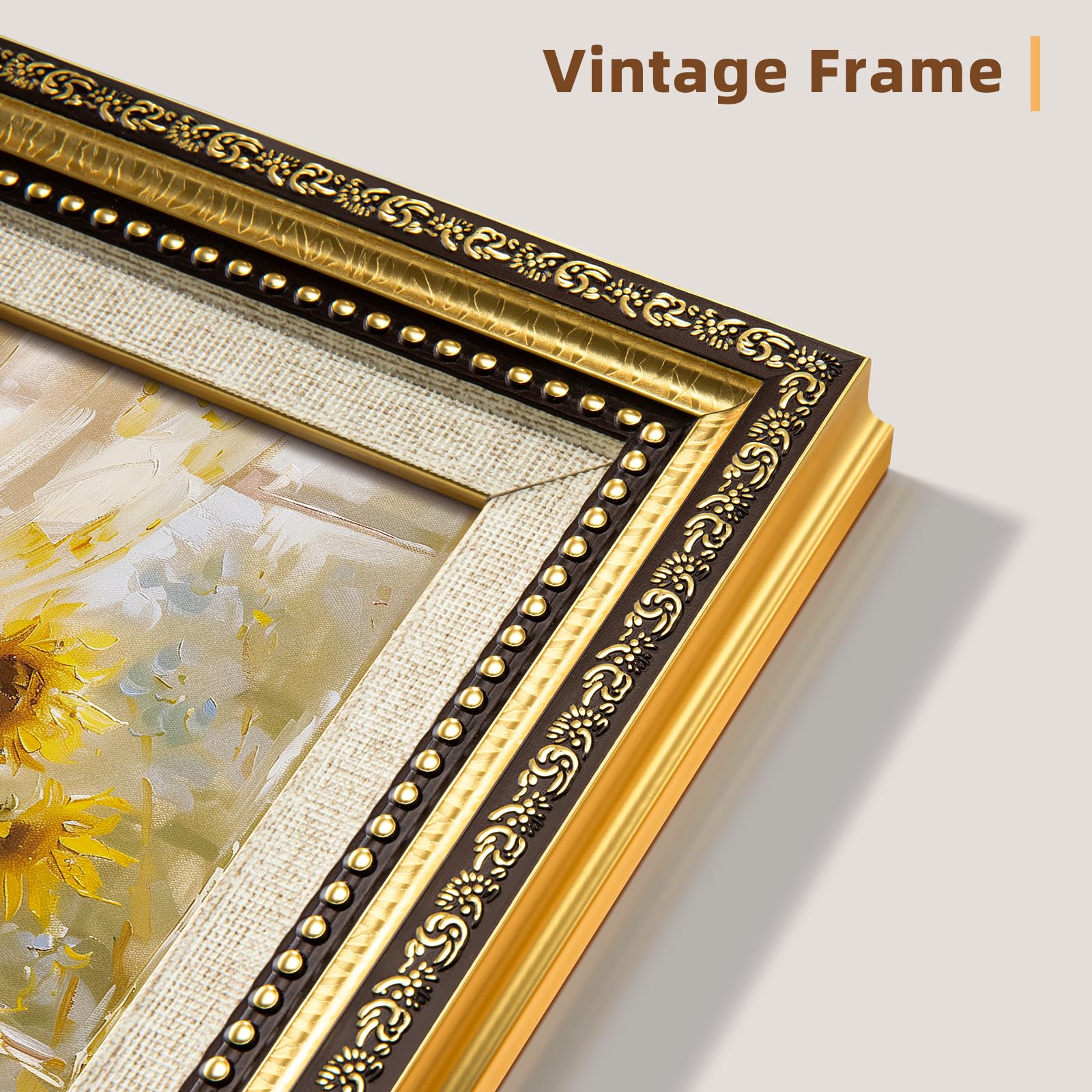 HappyHapi 5x7 Picture Frame, Vintage Picture Frames for Wall or Tabletop Display, Gold Photo Frame for Wall D  corRetro Home Dec