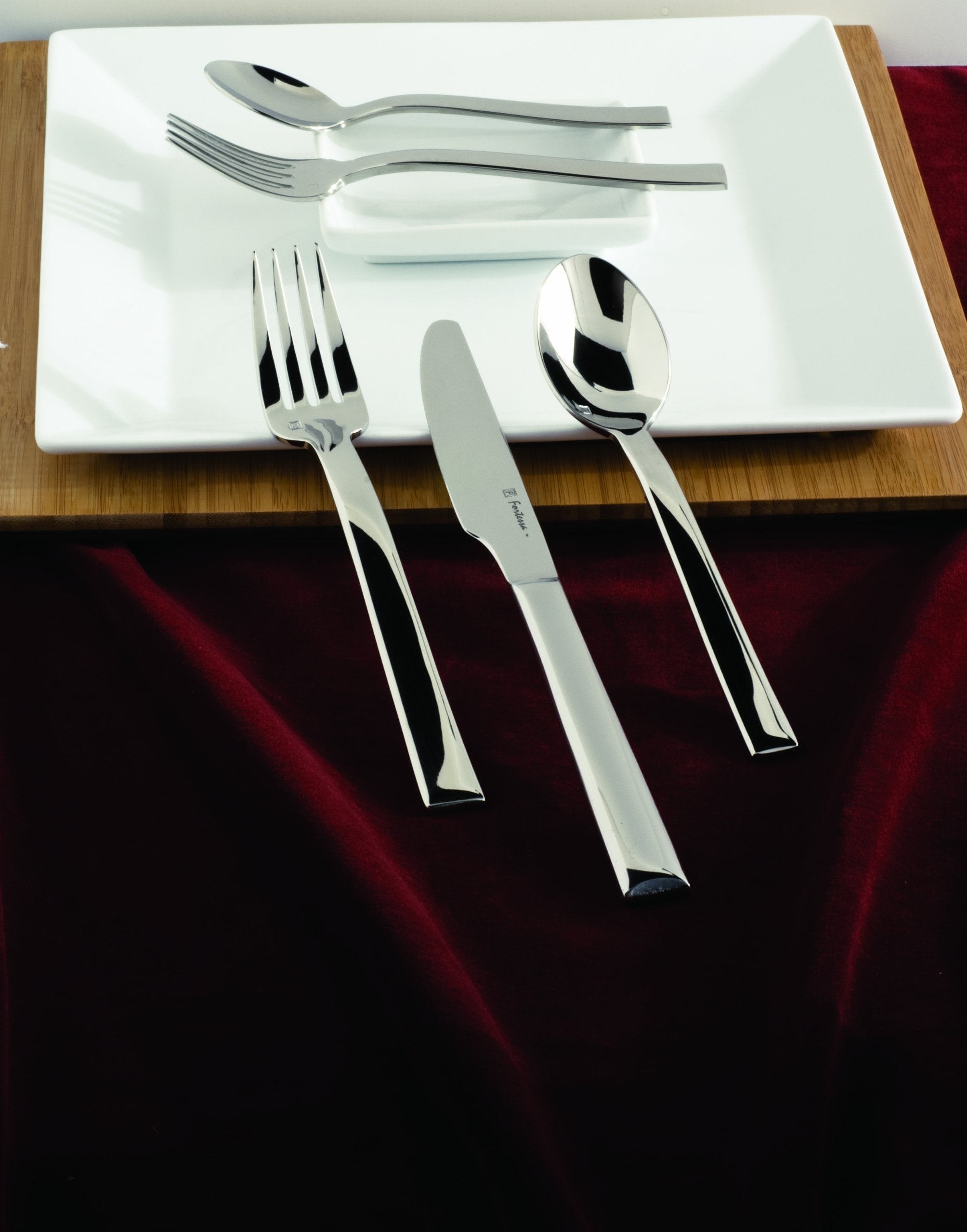 Fortessa Still 18/10 Stainless Steel Flatware, 5 Piece Place Setting, Service For 1,Silver