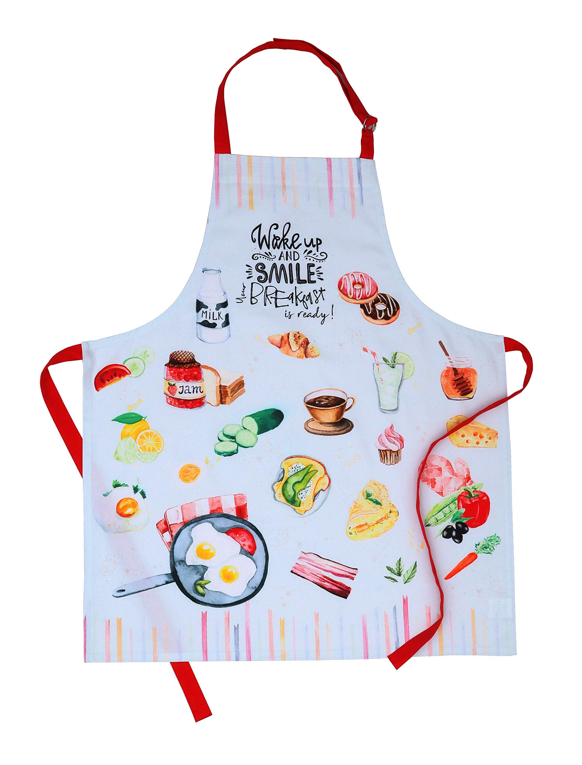 Amour Infini Aprons For Women Cotton Washable Breakfast Apron 27.5 X 33 Inches Adjustable Strap & Waist Ties For Baking Cooking