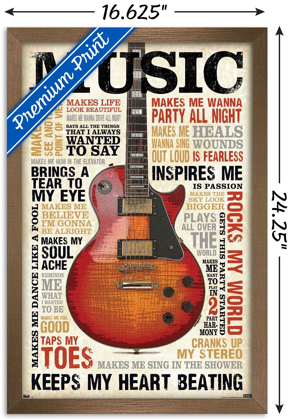 Trends International Music Inspires Me Wall Poster, 14.725'' X 22.375'', Bronze Framed Version