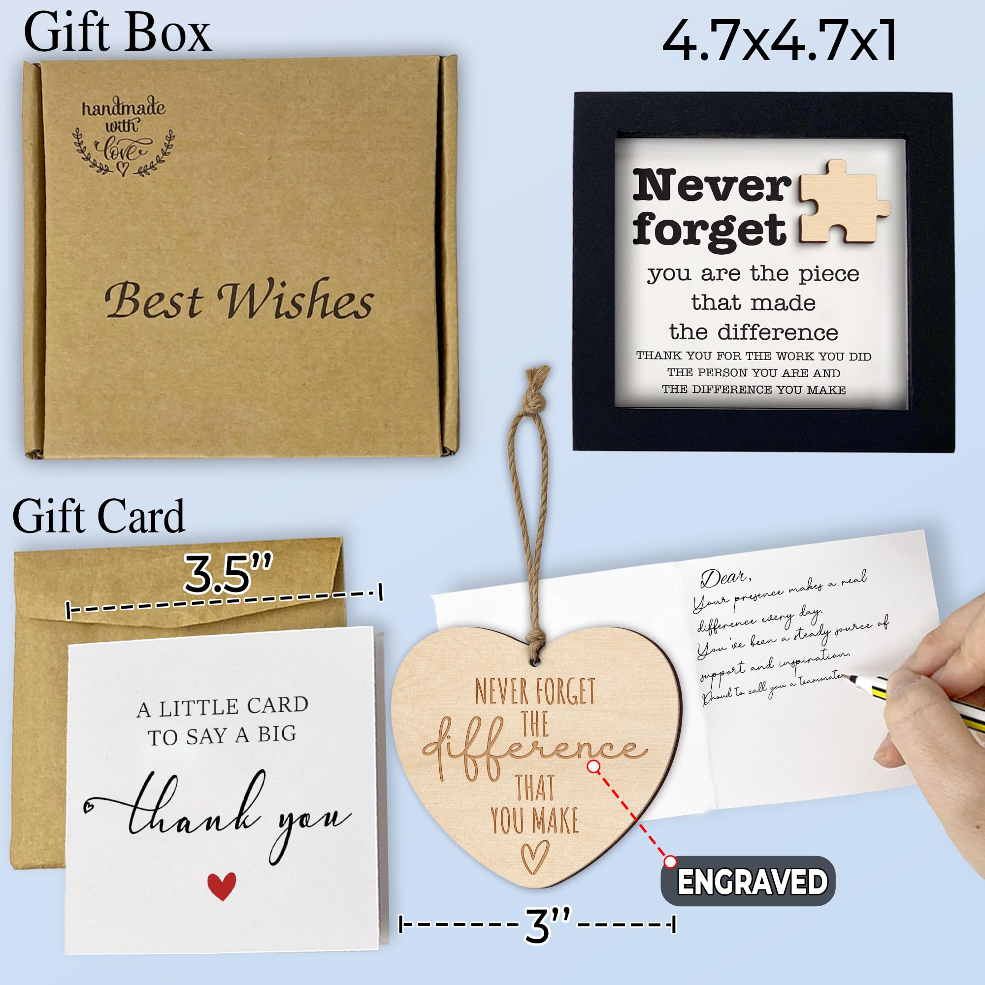Thank You Appreciation Gift for Teacher Boss Leader Coworker, Never Forget the Difference You Make, Plaque Ornament Card Gifts M