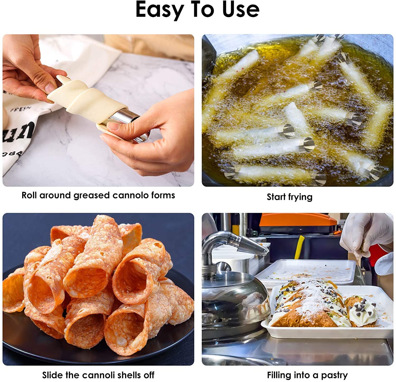 Lixiongbao 6 Pack Cannoli Tubes,Stainless Steel Cannoli Baking Mold,Forms Cream Roll Horn Mold For Danish Pastry,Cake,Croissant