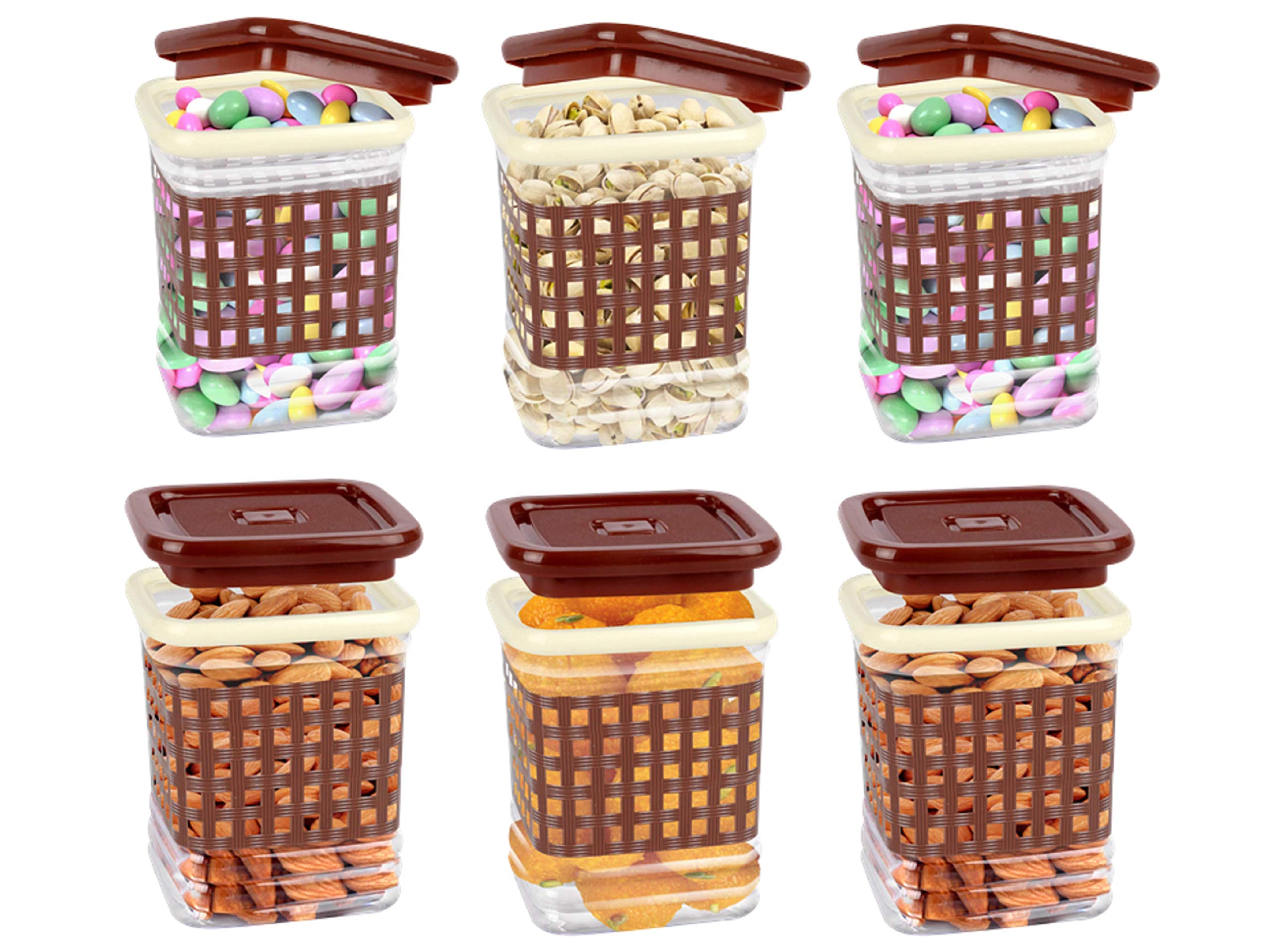 Porpoise Airtight Storage Container Set Of 6 750 Ml Kitchen Jar With Lid For Spice Dry Fruit Snack Food Storage Containers Trans