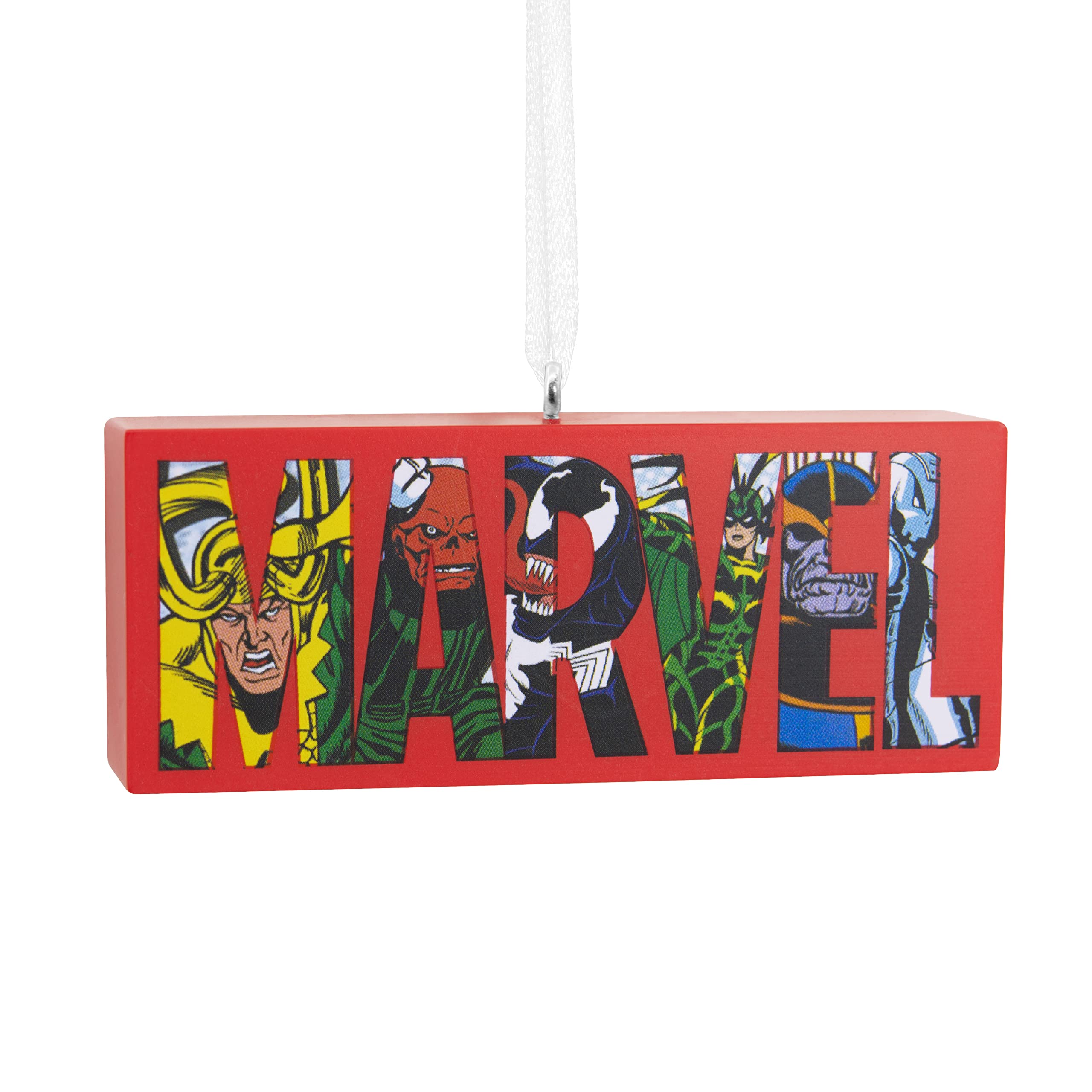 Hallmark Marvel Comics Heroes and Villains Logo Resin, Christmas Ornament