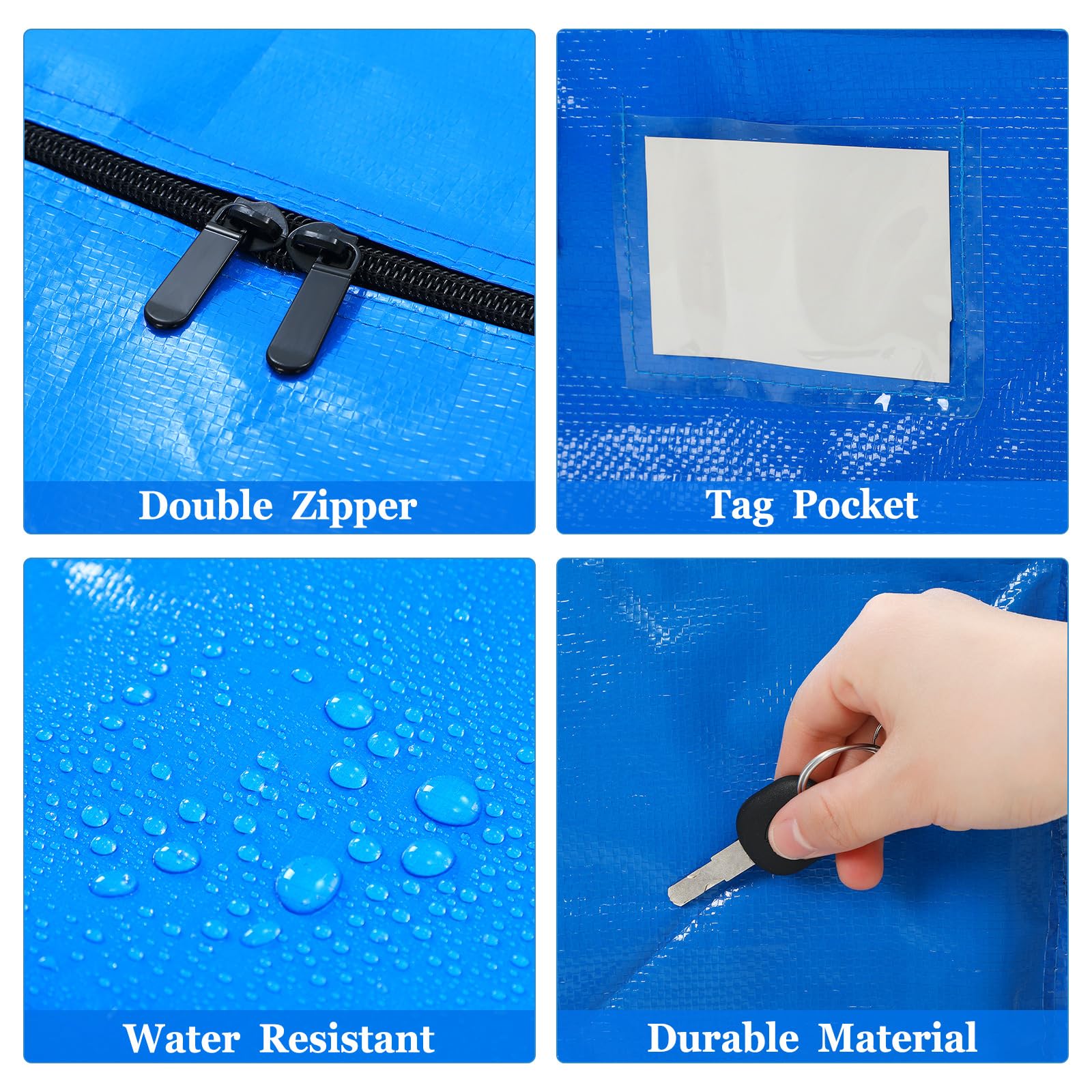 Clysee 4 Pcs 24 Gallon Large Moving Bags with Zipper and Handles Foldable Storage Duffle Bags Heavy Duty Extra Large Totes for C