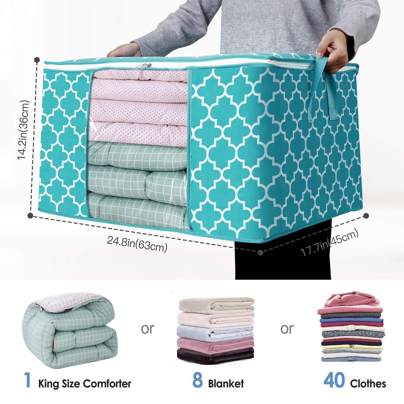 WISELIFE Storage Bags 100L 8-Pack Large Blanket Clothes Organization and Storage Containers for Bedding, Comforters, Foldable Or