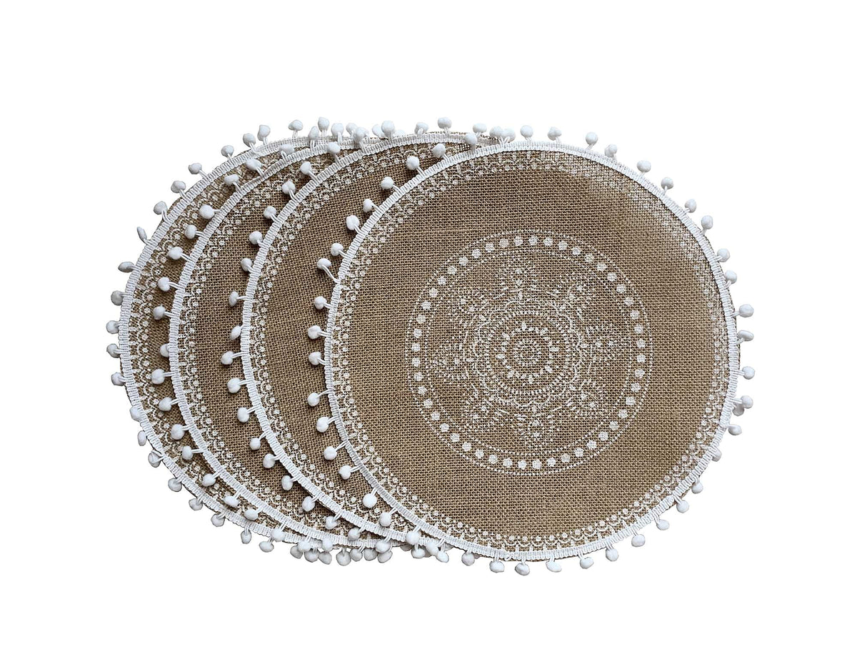 Capasin Round Placemats Set Of 4, Dining Winter Modern Dinner Braided Beige Boho Round Table And Fall Circle Placemats Boho Runn
