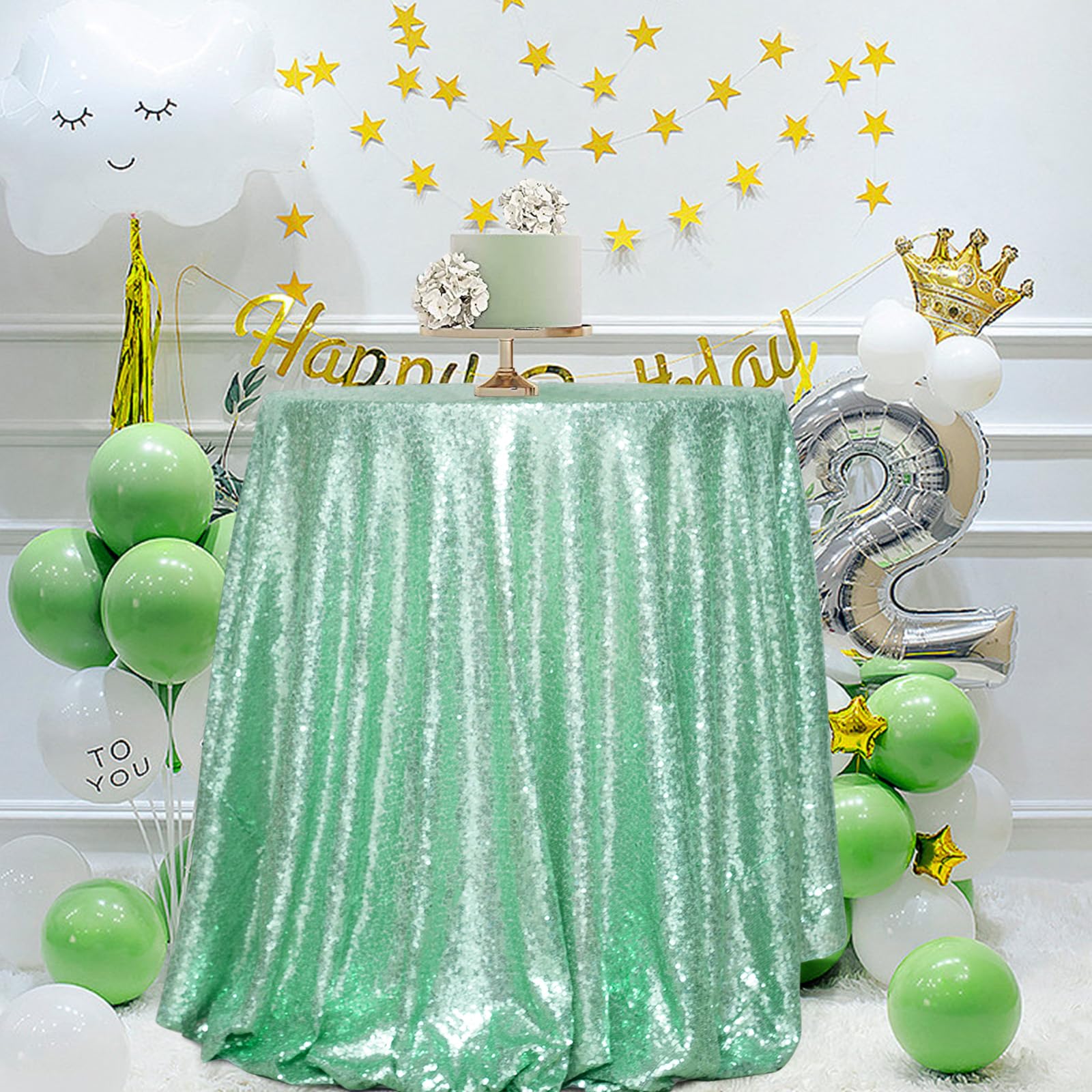 Partydelight Sequin Tablecloth, Rectangular, 50''X80'', Mint Green