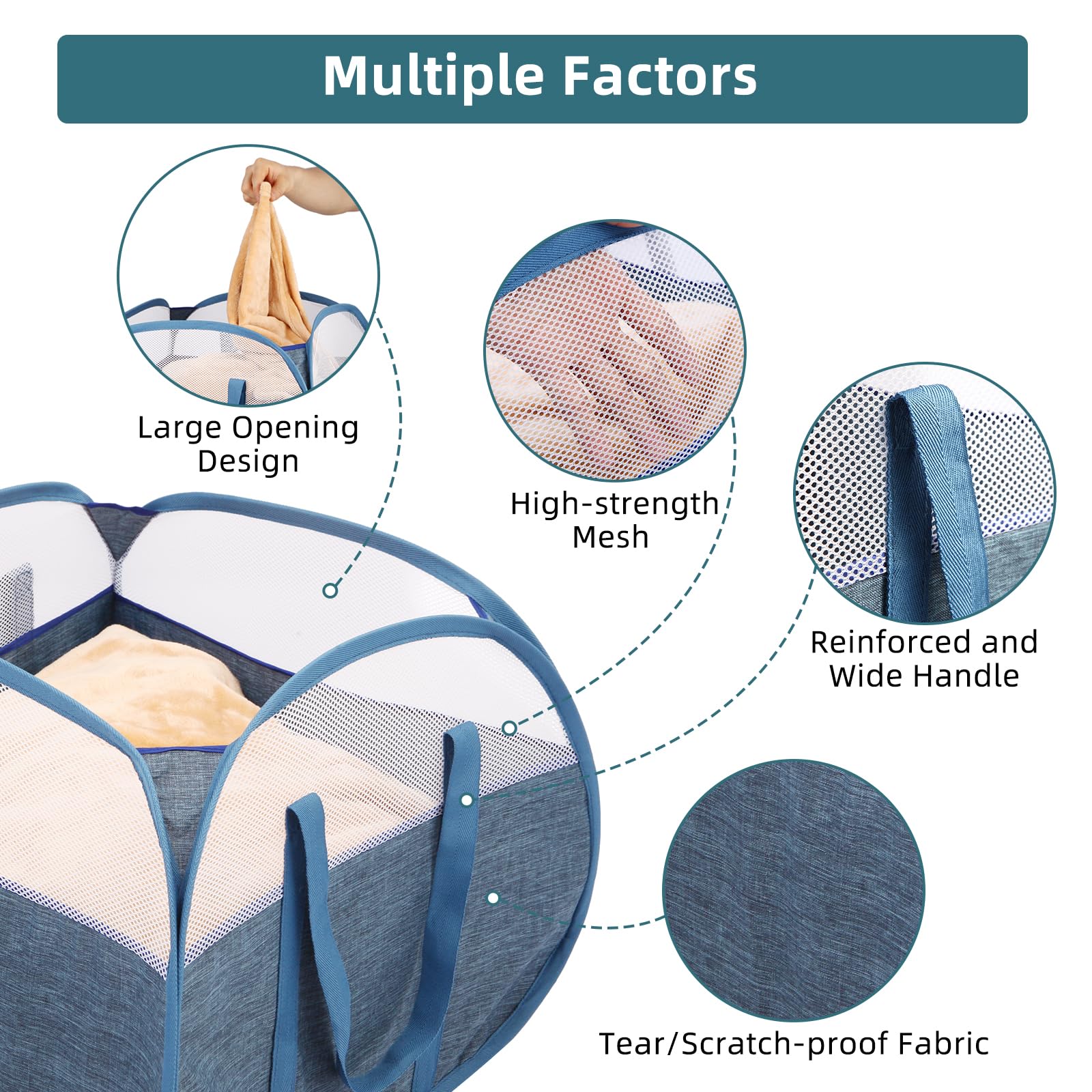 Durable Collapsible Laundry Basket, 90L Clothes Hampers For Laundry, Foldable Laundry Basket With Handles, Tear-Proof Pop Up Ham