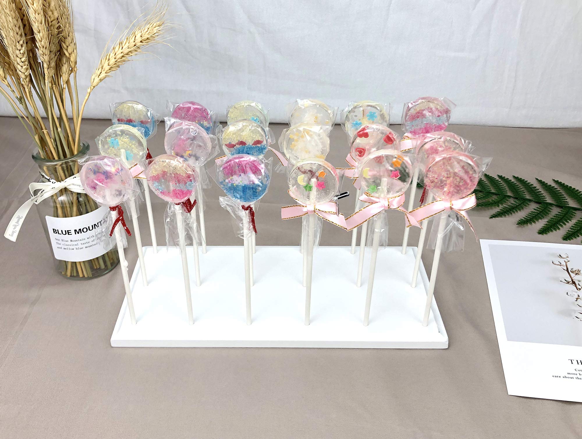 Nangopop Wood Cake Pop Stand Display - 18 Hole Lollipop Holder, Candy Or Sucker Stand For Dessert Table Of Wedding, Shower, Birt