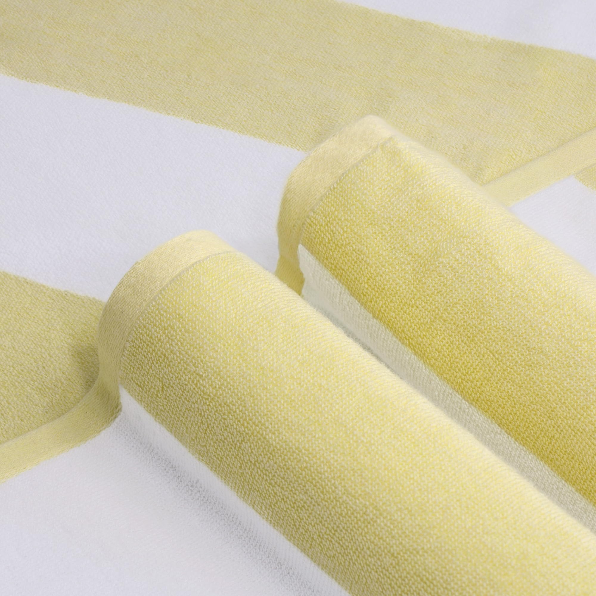 Clowood Plush Oversized Beach Towel - Cotton 40 X 72 Inch Large Thick Yellow Striped Cabana Pool Swimming Towel