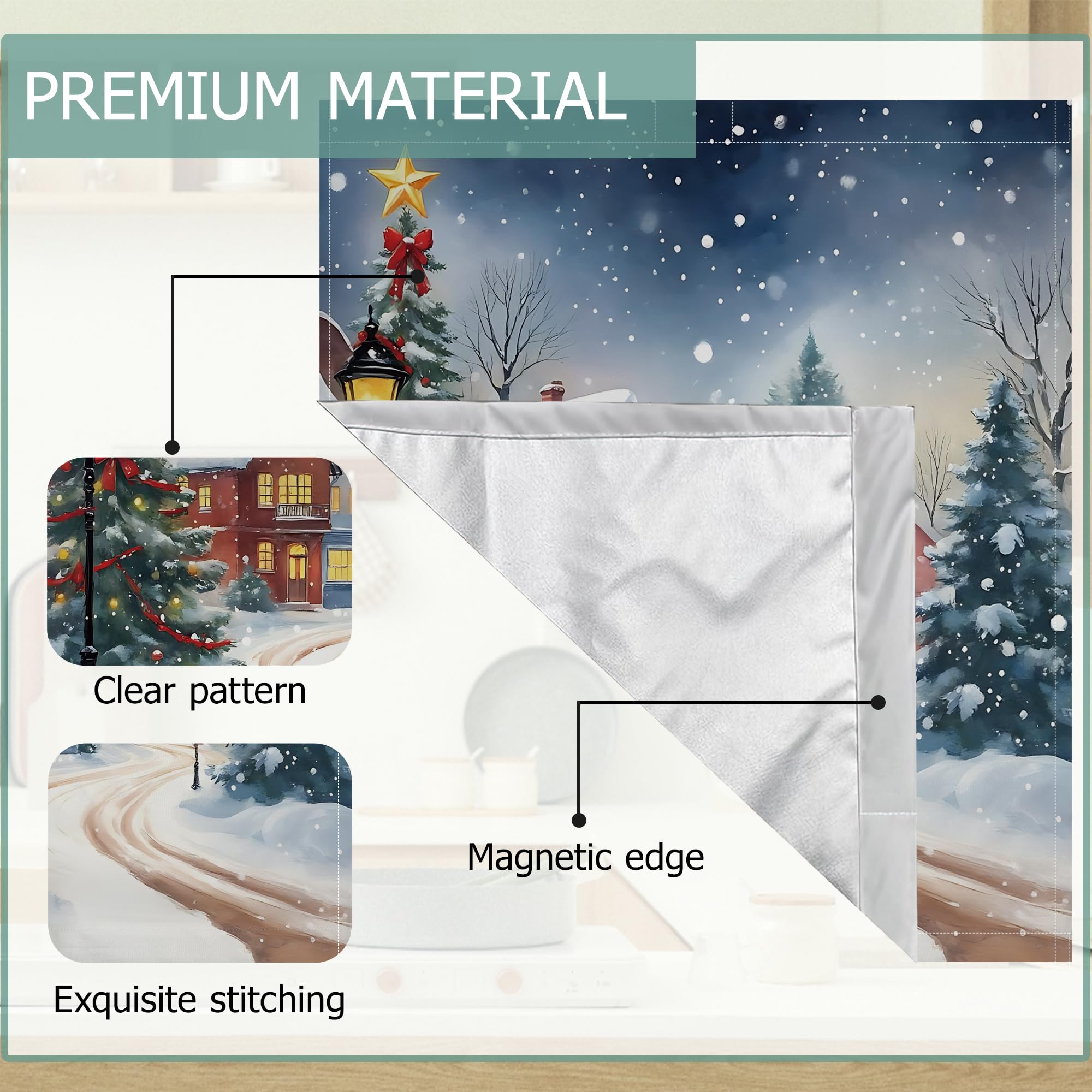 Dishwasher Magnets Decorative Cover,Winter Houses Refrigerator Magnet Cover,Washable Christmas Tree Dishwasher Front Panel Cover