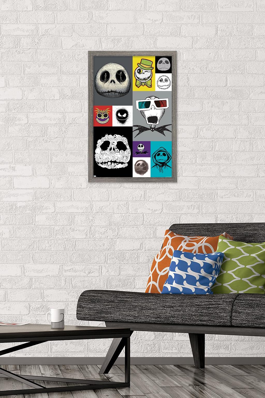 Trends International Disney Tim Burton'S The Nightmare Before Christmas - Jack Grid Wall Poster, 14.72'' X 22.37'', Barnwood Fra