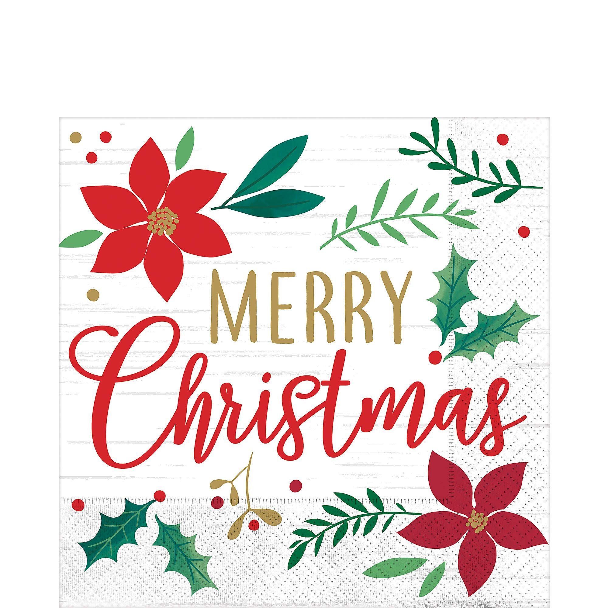 Christmas Wishes Luncheon Napkins (6.5'' X 6.5'') - Pack Of 16 - Vibrant Hot-Stamped Multicolor Paper Design - Perfect For Parti