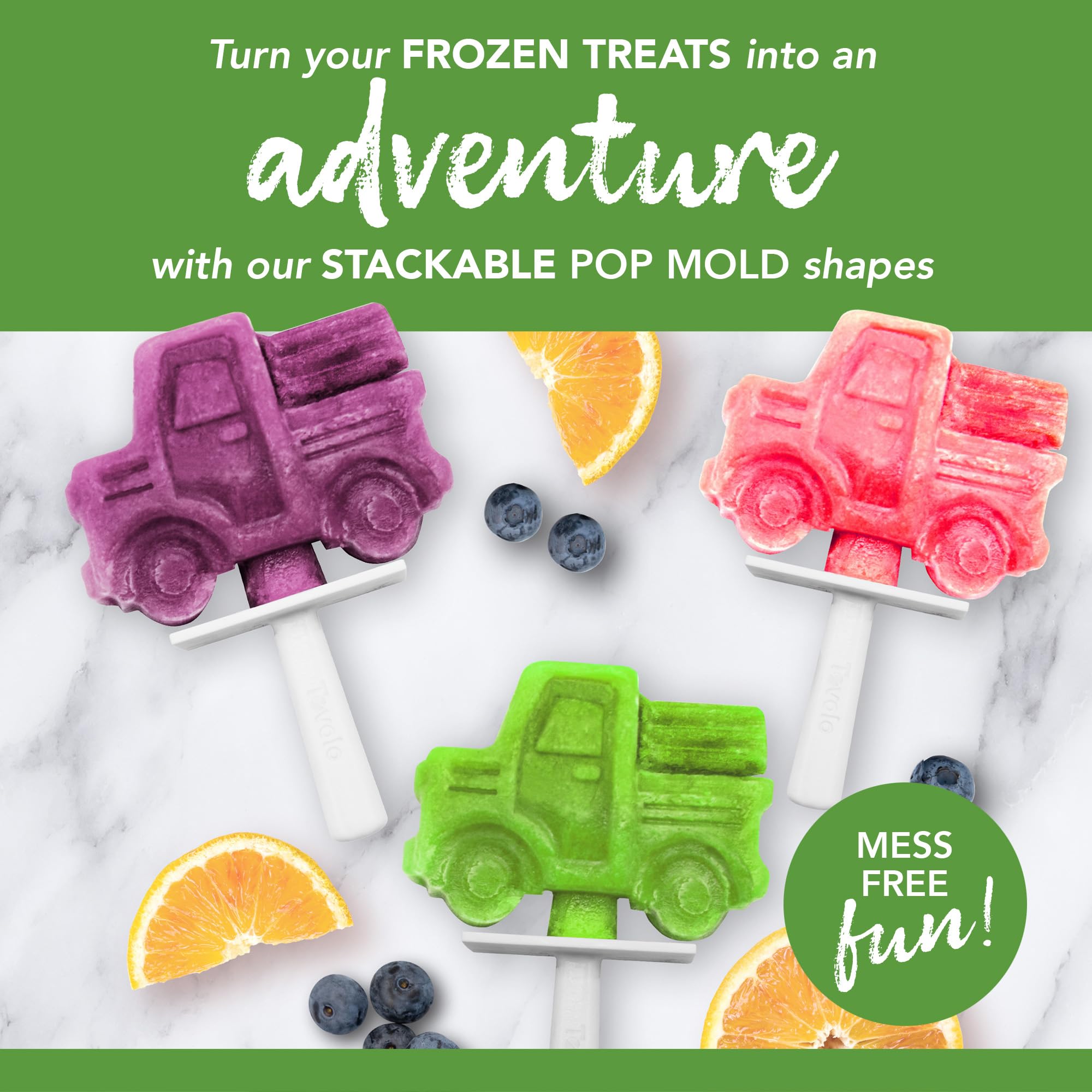 Tovolo Silicone Popsicle Molds With Sticks (4-Pack, Truck) - Reusable Ice Pop Molds For Homemade Flavored Ice Pops & Frozen Snac