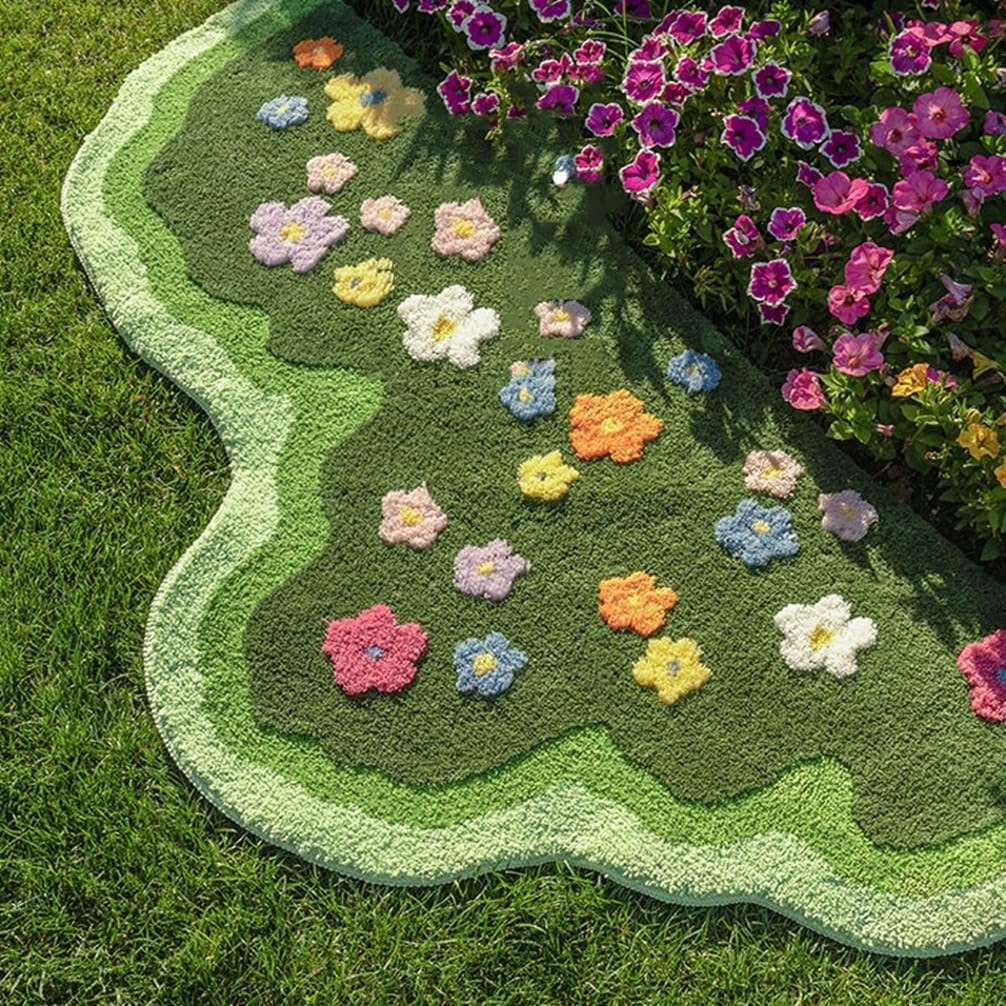 Moss Rug Lovely Green Moss Leaf Bathroom Rug Non-Slip 3D Moss Carpet Washable Water Absorbent Soft Moss Carpet Bed For Bathroom