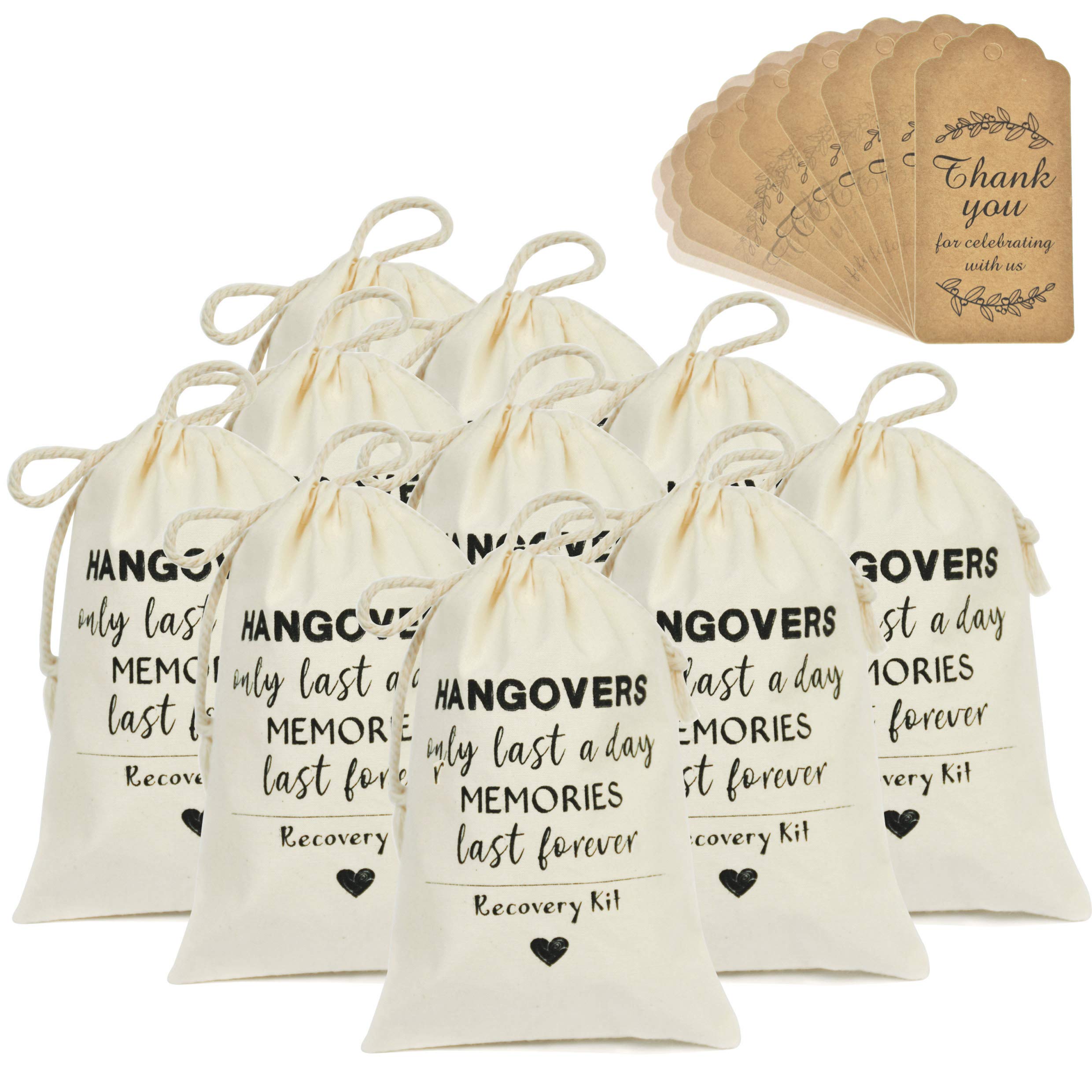 D  Coco 10 Bachelorette Party Favor Hangover Kit Bags(4'' X 6'') And Gift Tags Cotton Drawstring For Wedding Welcome Holiday Sur