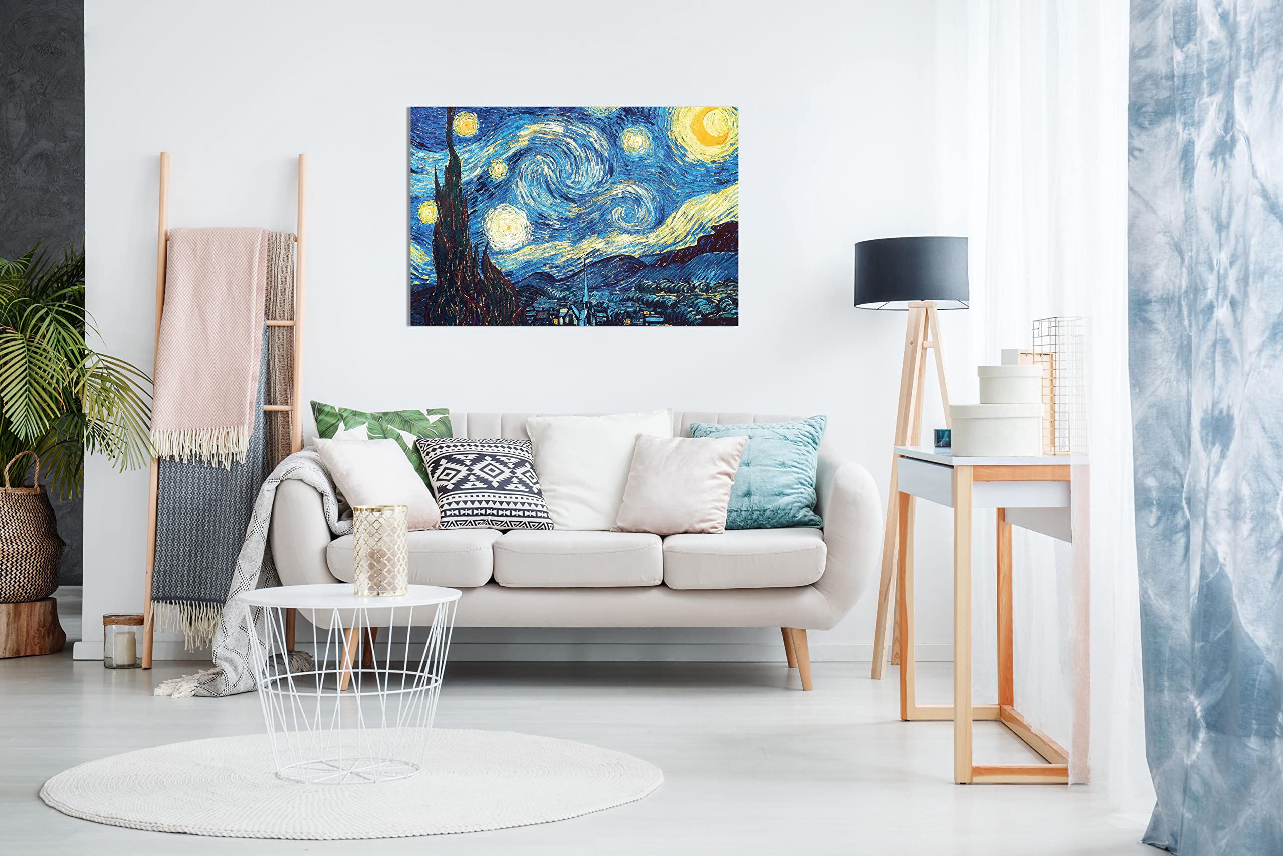 Vincent Van Gogh Starry Night Canvas Wall Art Picture Print (36X24In)