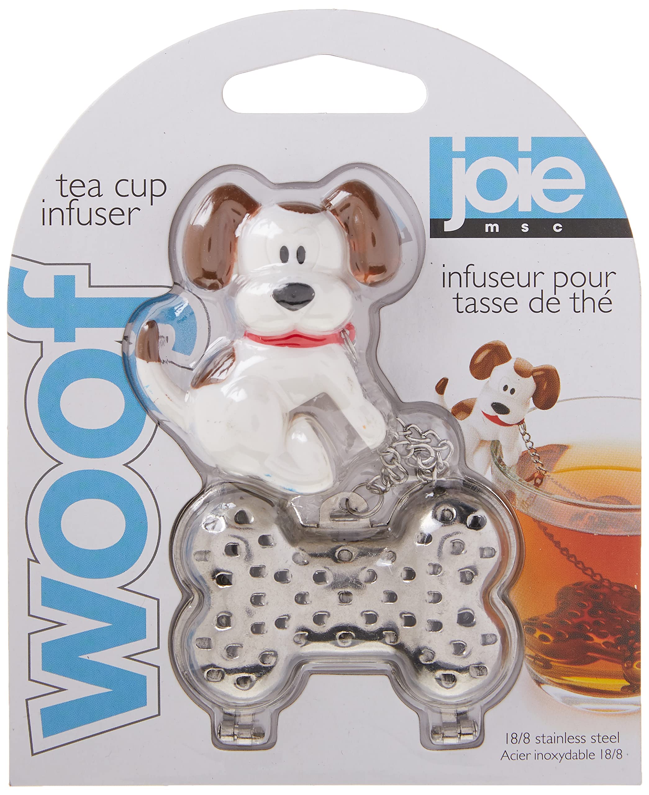 Joie Woof Tea Infuser, 18/8 Stainless Steel Infuser, Dog And Bone, Silver