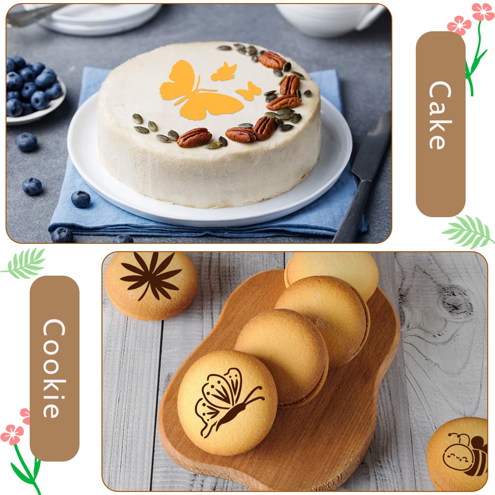 30 Pieces Coffee Stencil Cookie Cake Stencils Latte Art Reusable Plastic Stencils Diy Bake Stencils Leaves Butterfly Flowers Bir