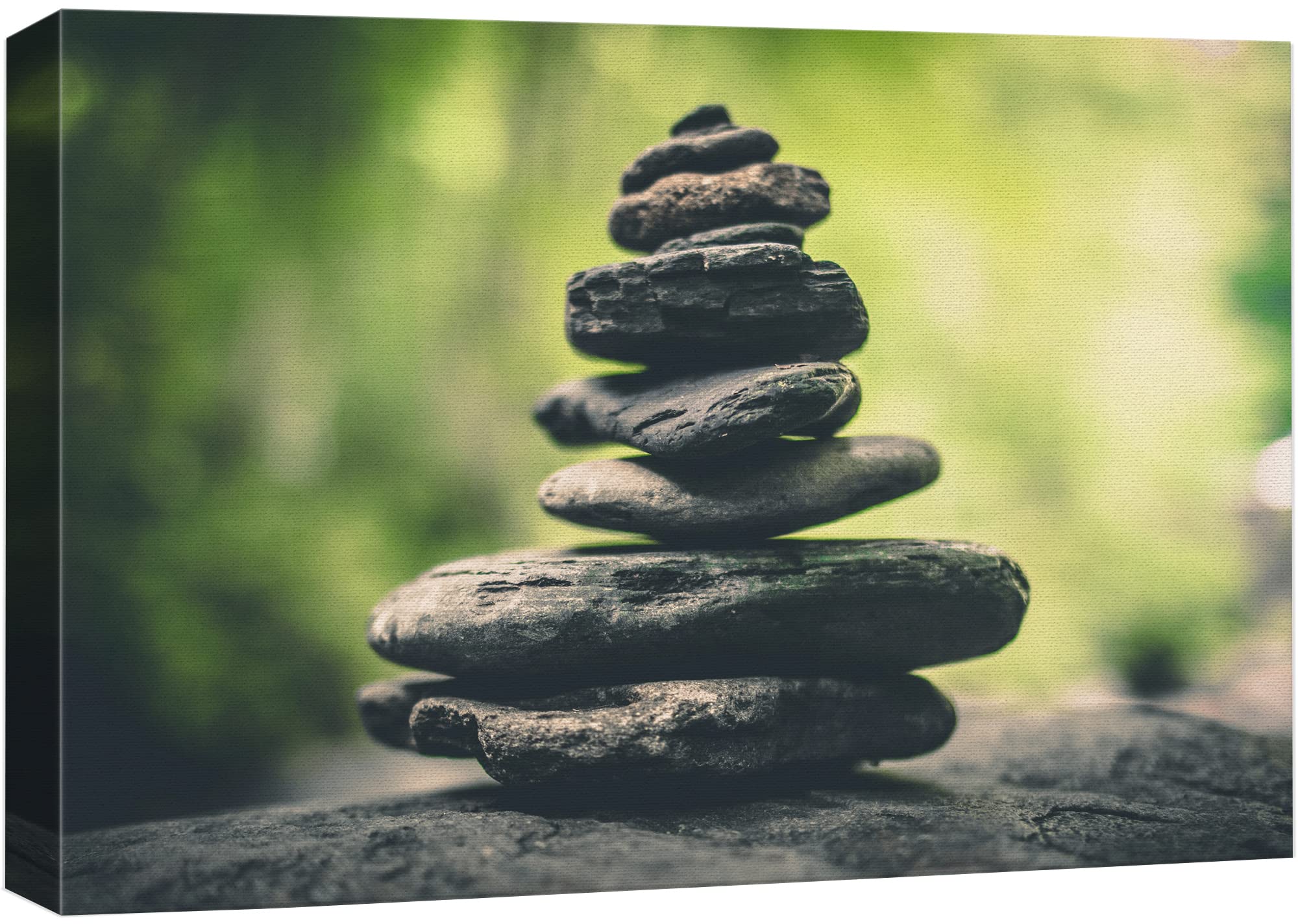 Wall26 Canvas Print Wall Art Relaxing Zen Meditation Green Jungle Forest Rocks Nature Wilderness Photography Realism Rustic Land