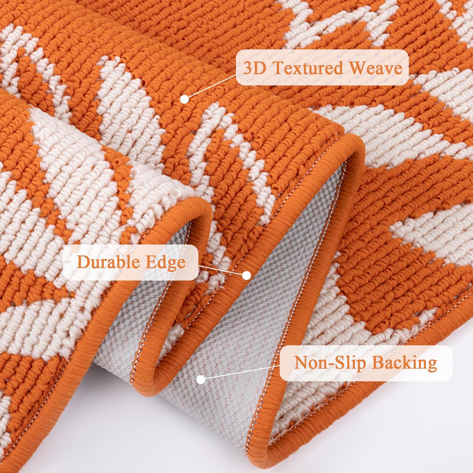 Ileading Fall Kitchen Rugs Set of 3 Piece Fall Kitchen Mats for Floor with Non Slip Backing,Washable Autumn Runner Rug for Sink